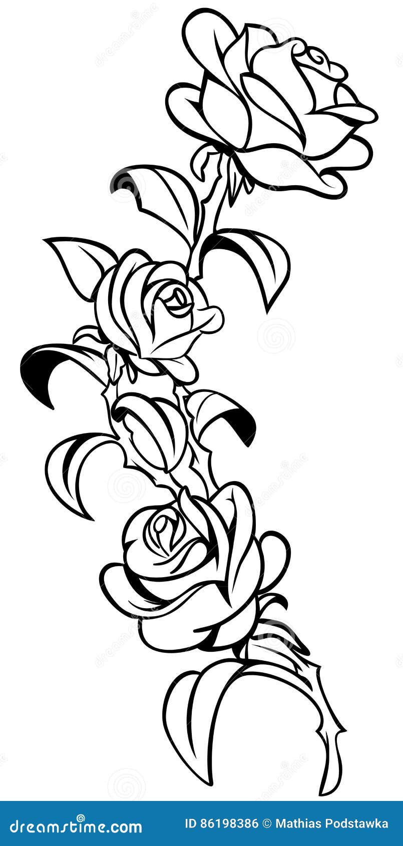 Rose Tattoo stock vector. Illustration of dead, black - 86198386