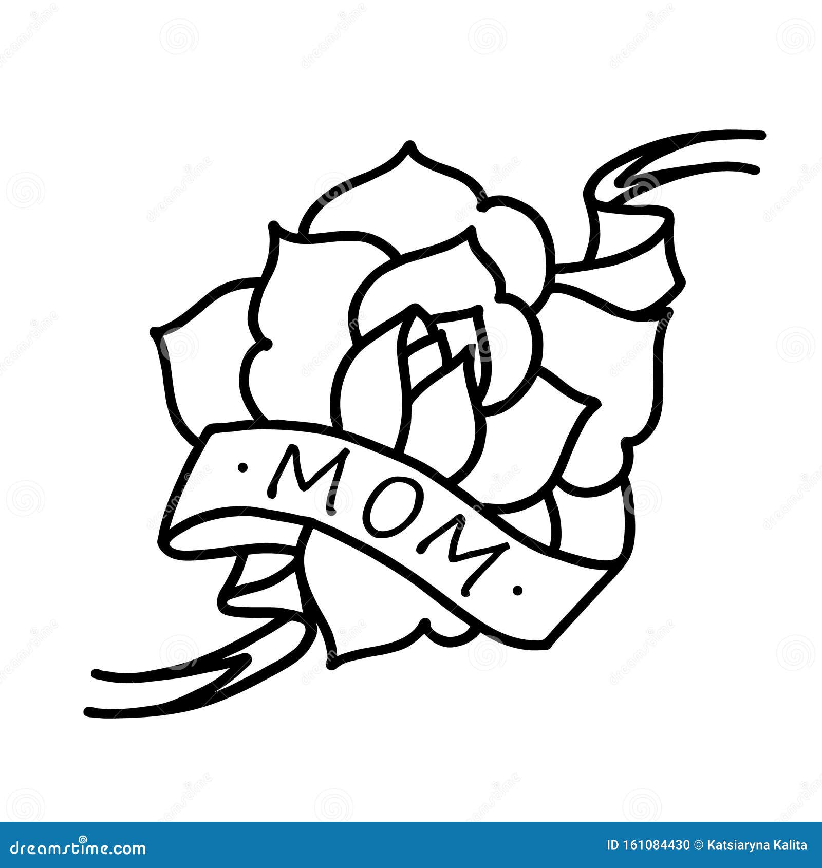 Traditional American Style Rose Tattoo With Ribbon And Word Mom Old School  Retro Tattoo Illustration Royalty Free SVG Cliparts Vectors And Stock  Illustration Image 52565624