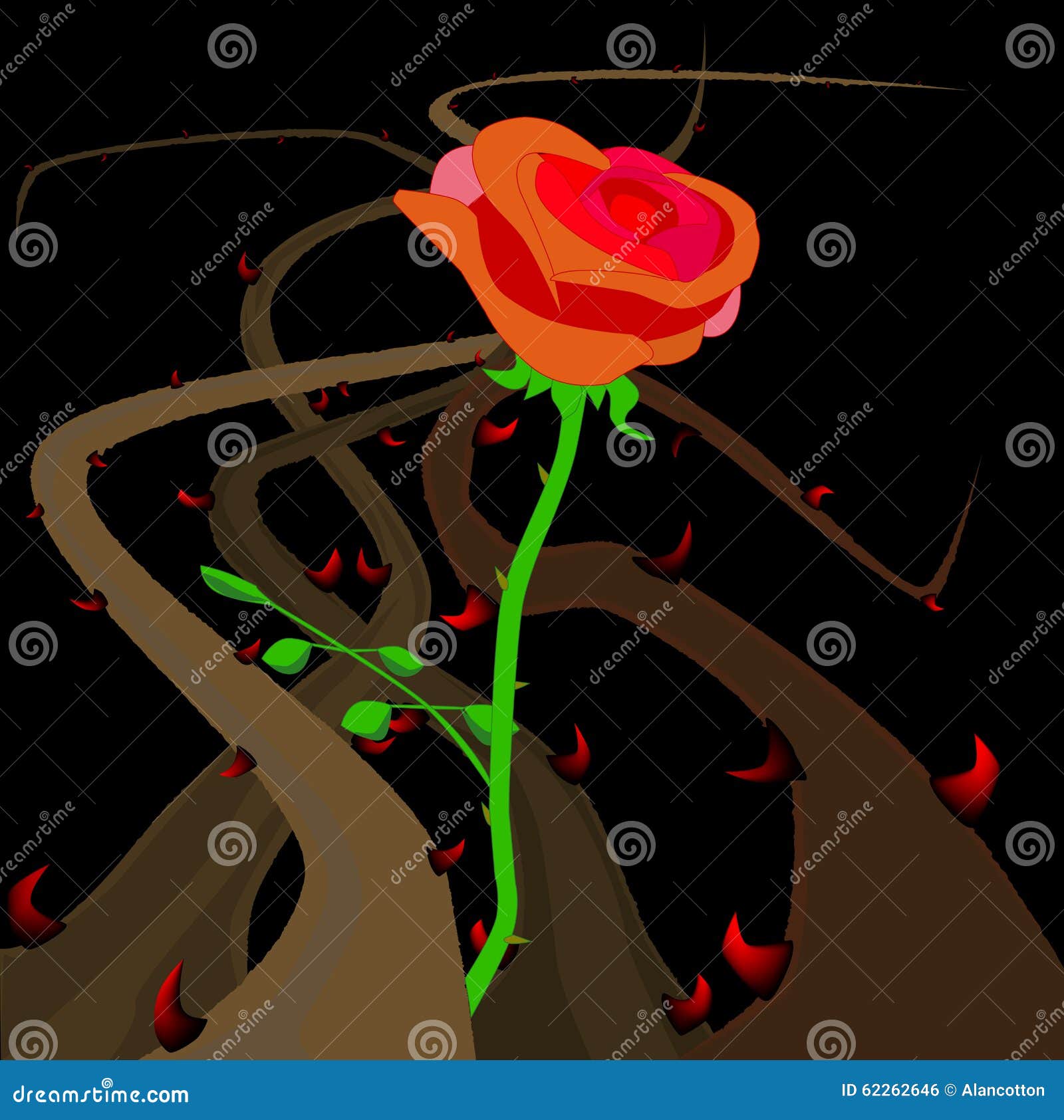 Rose And Thorns Cartoon Vector 9210675