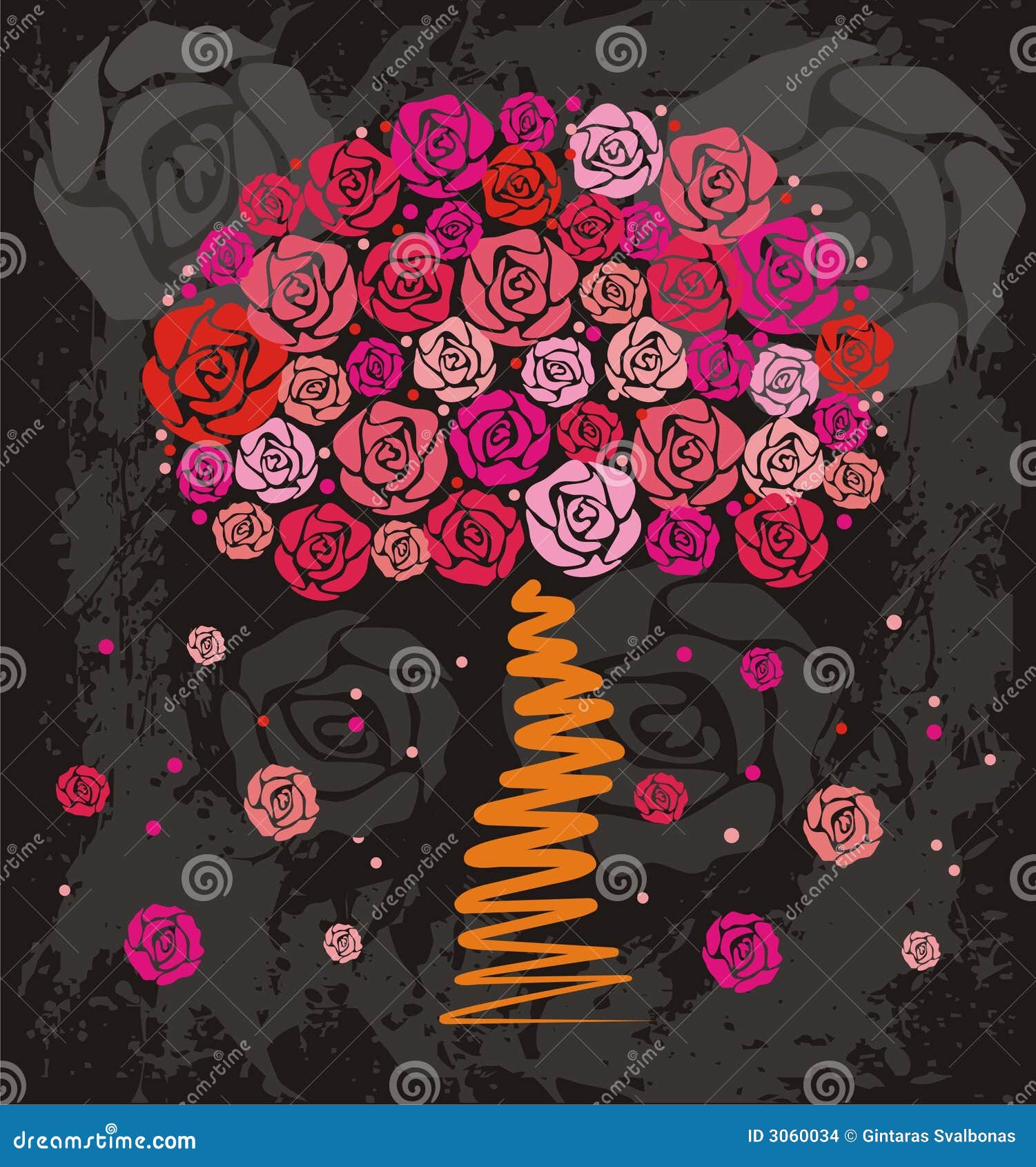 Rose tree stock vector. Illustration of flowers, grunge 3060034