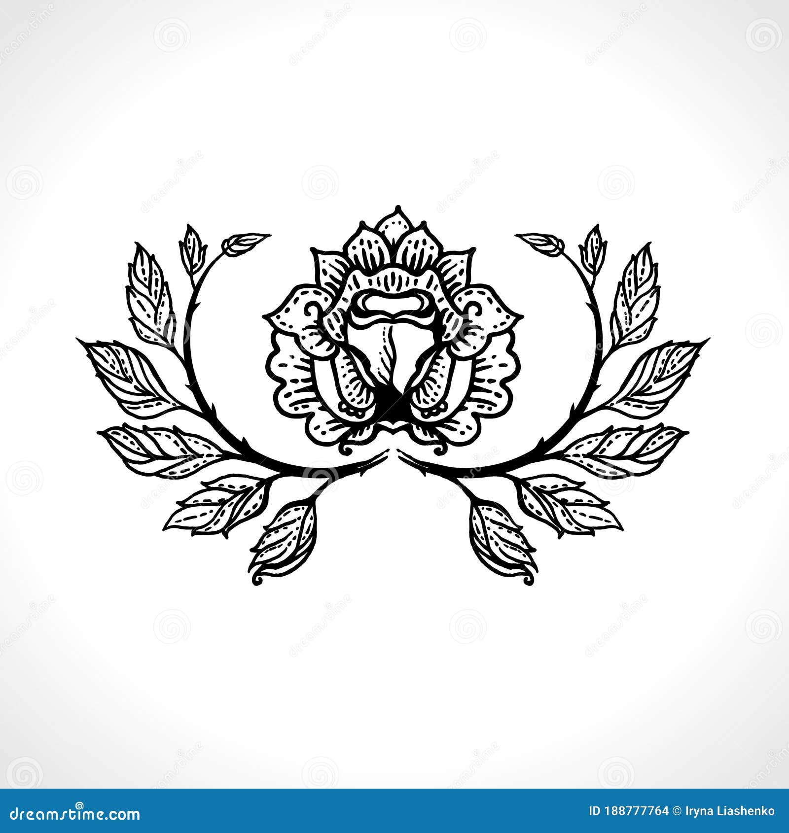 Realistic blooming rose flower blossom isolated Black and white detailed  outline drawing tattoo style Ying yang concept Vector design  illustration Stock Vector  Adobe Stock
