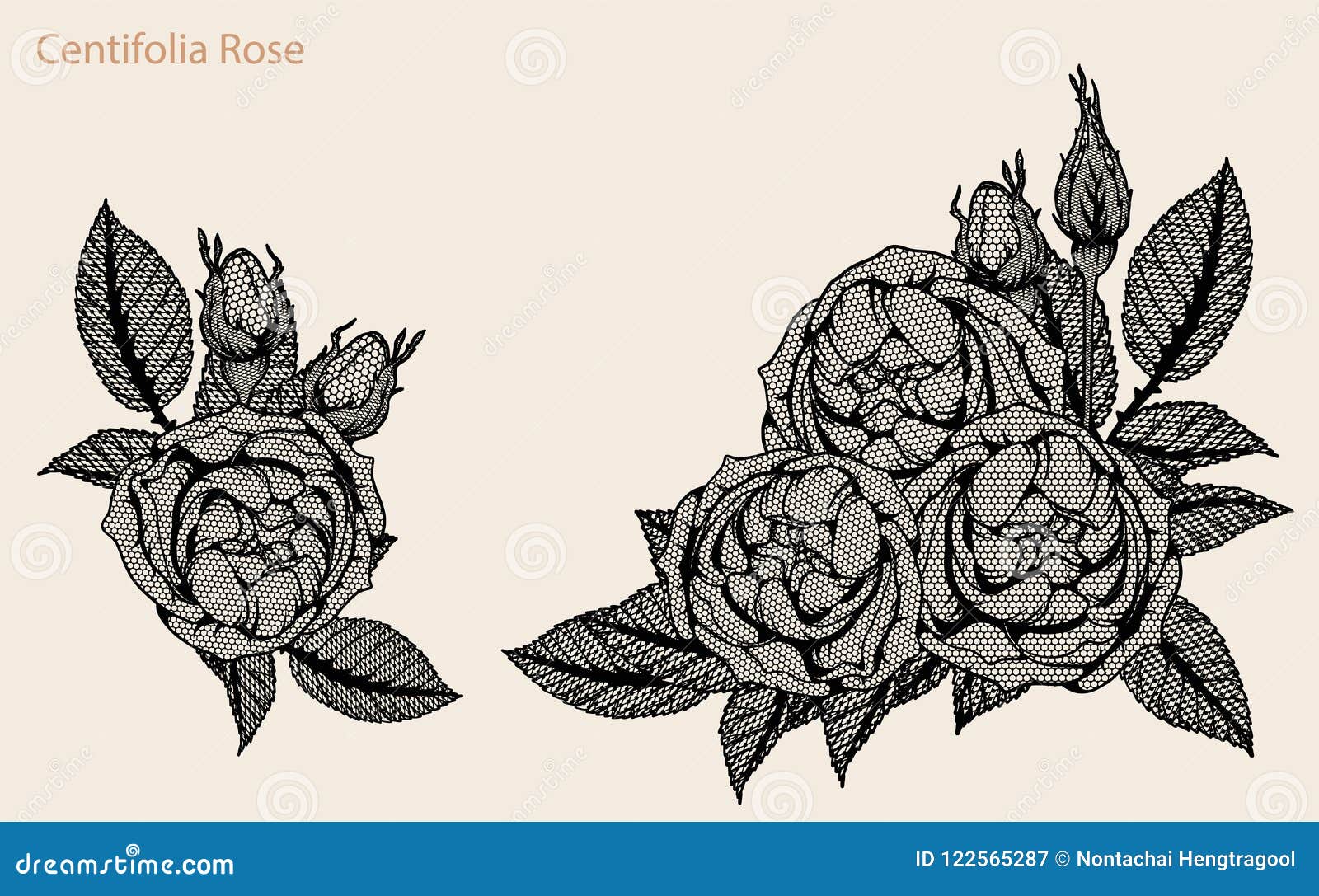 Rose Vector Lace By Hand Drawingbeautiful Stock Vector (Royalty