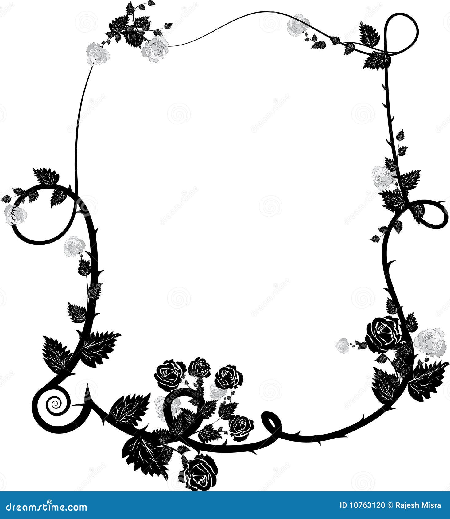 Rose vines frame3 stock vector. Illustration of flower 10763120