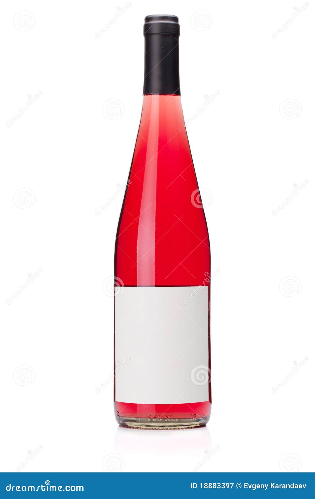 Rose Wine Bottle with Blank Label Stock Image Image of path, full