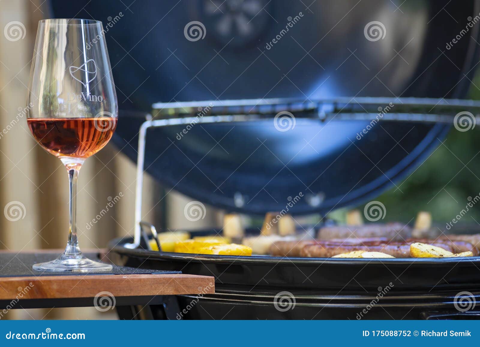 Rose wine and garden grill stock photo. Image of sunny 175088752