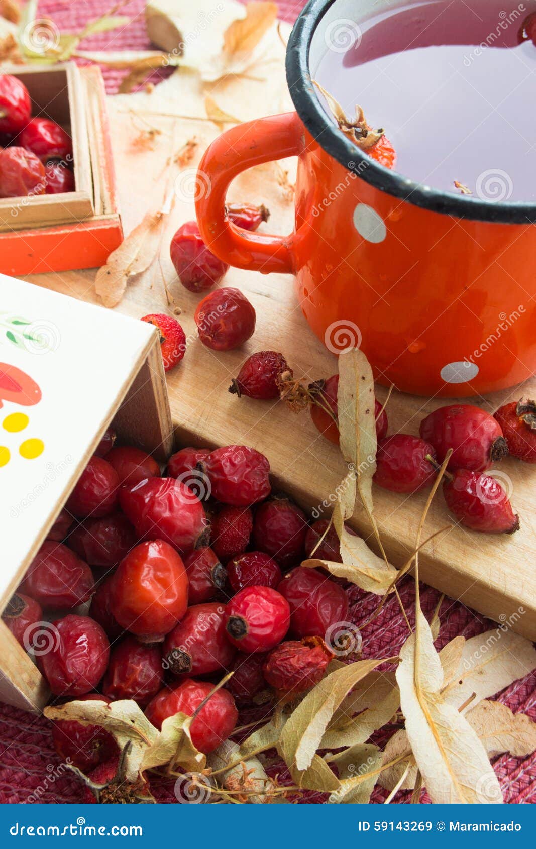 rosehip tea tea on wooden table