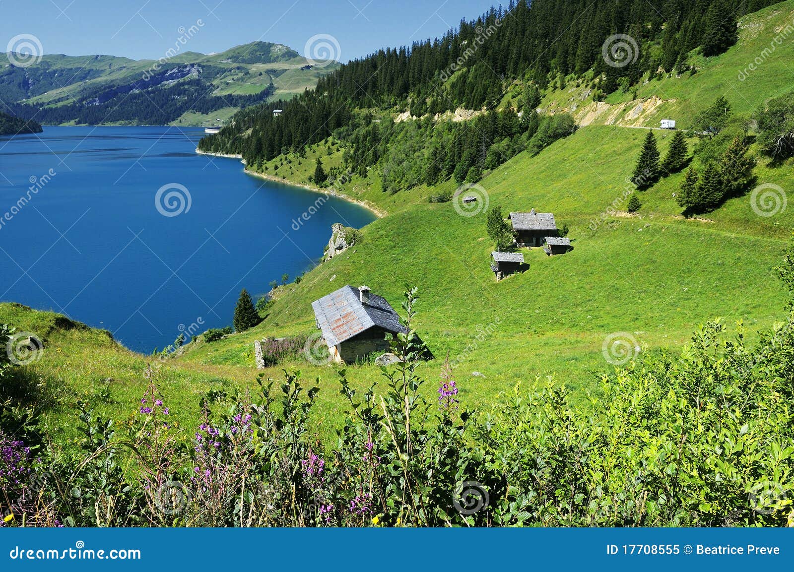 Roselend Lake stock image. Image of chapel, alpin, knowledge 17708555