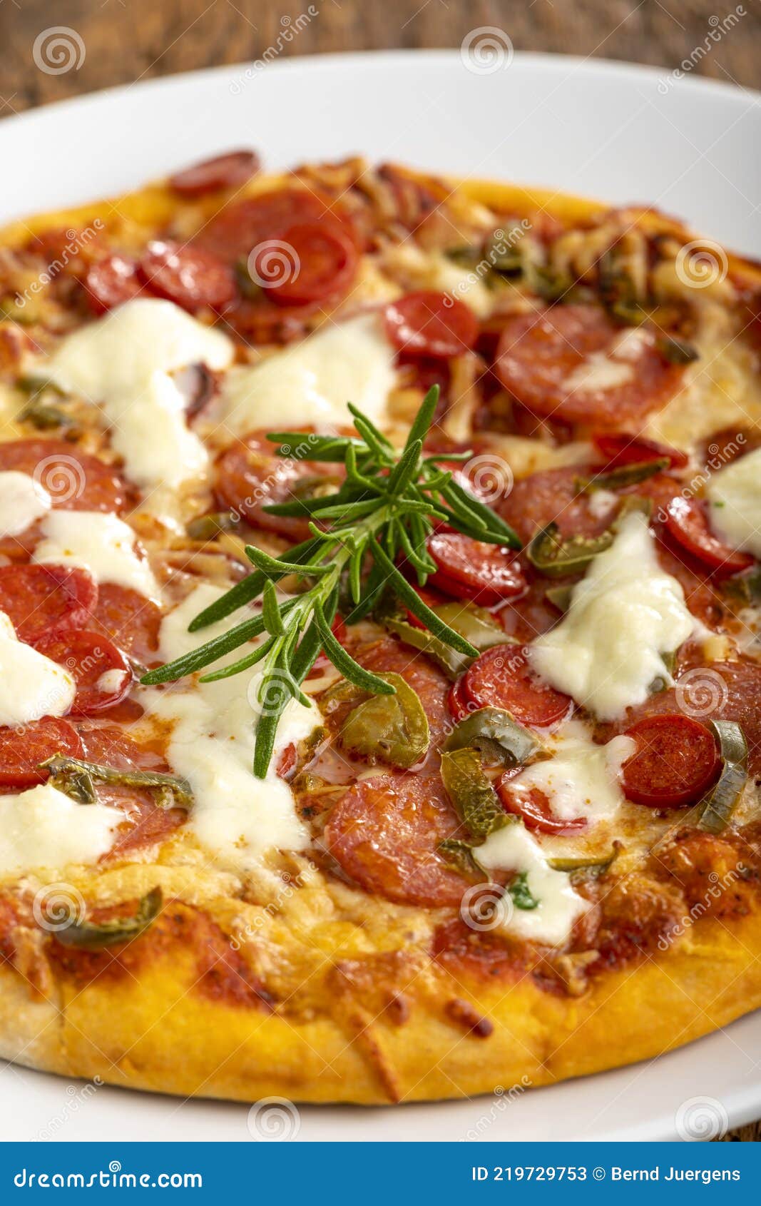 Rosemary on a pizza stock image. Image of pepper, junk 219729753