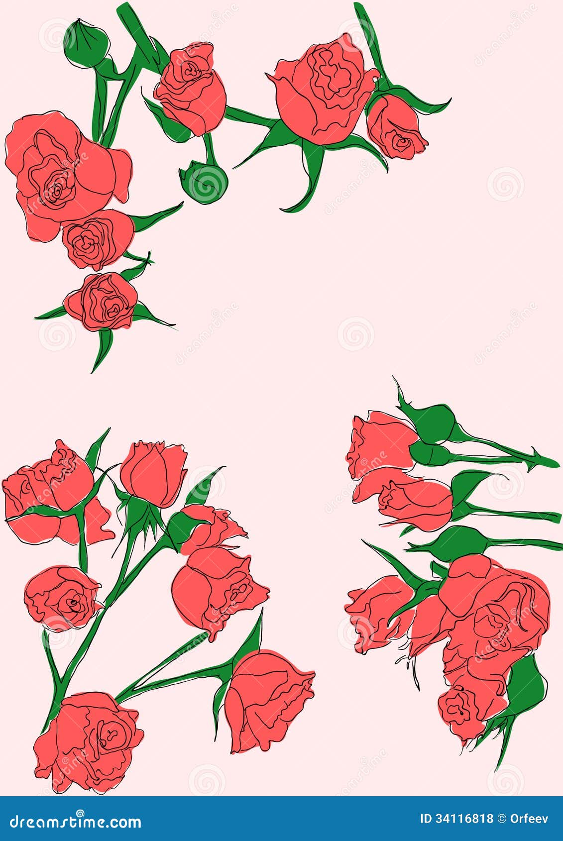 Roses background stock vector. Illustration of pink, drawing 34116818