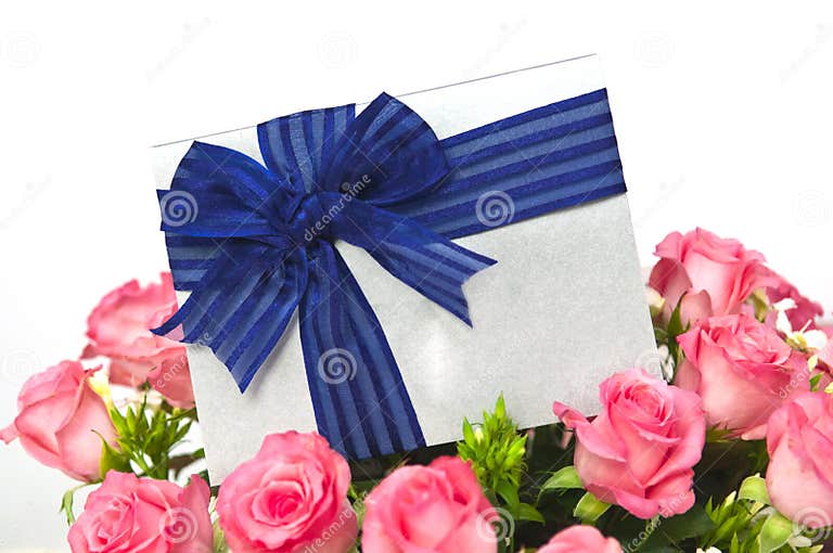 Roses with gift card stock image. Image of gift, love 37713137