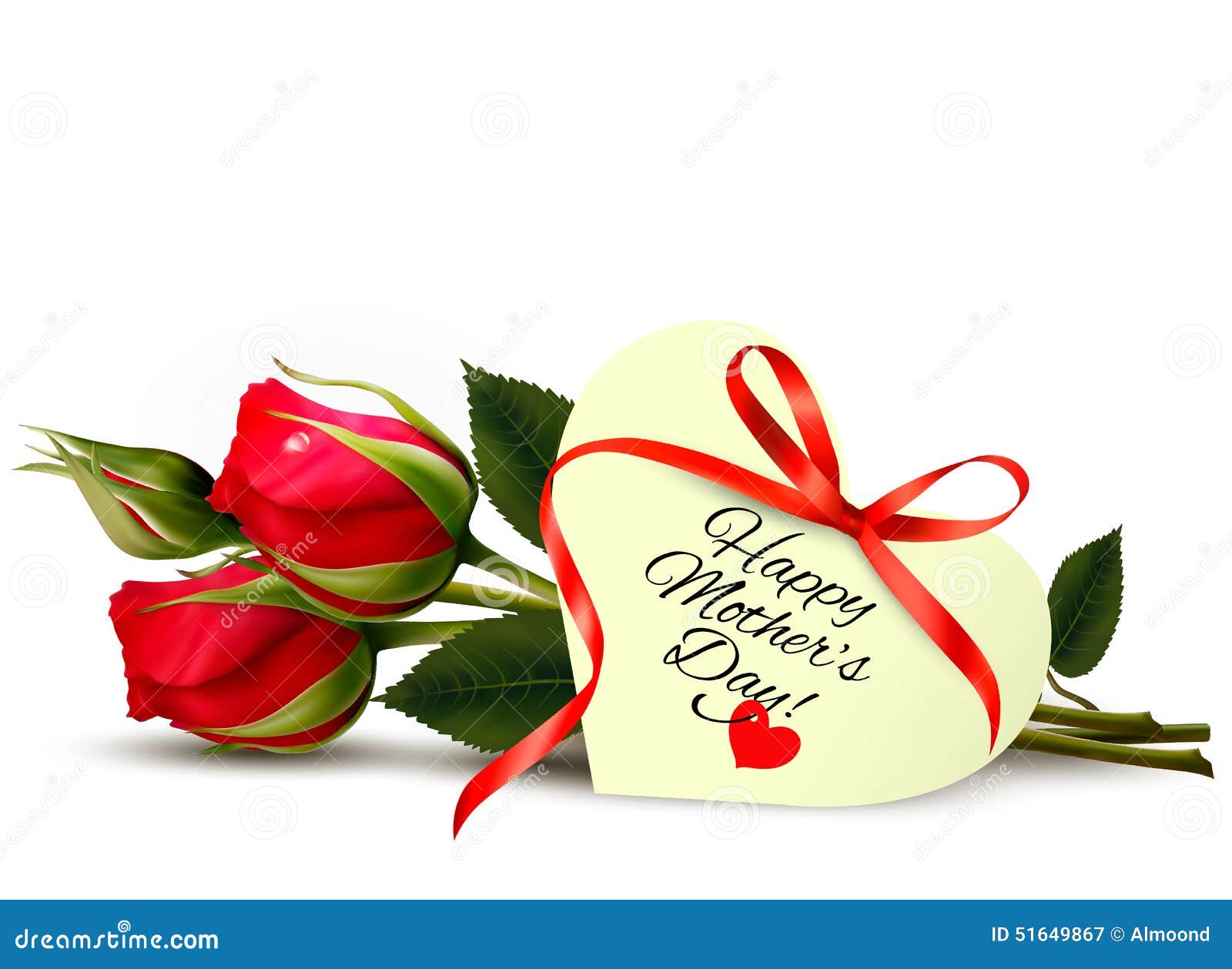 Roses with Happy Mother S Day Gift Card. Stock Vector Illustration of