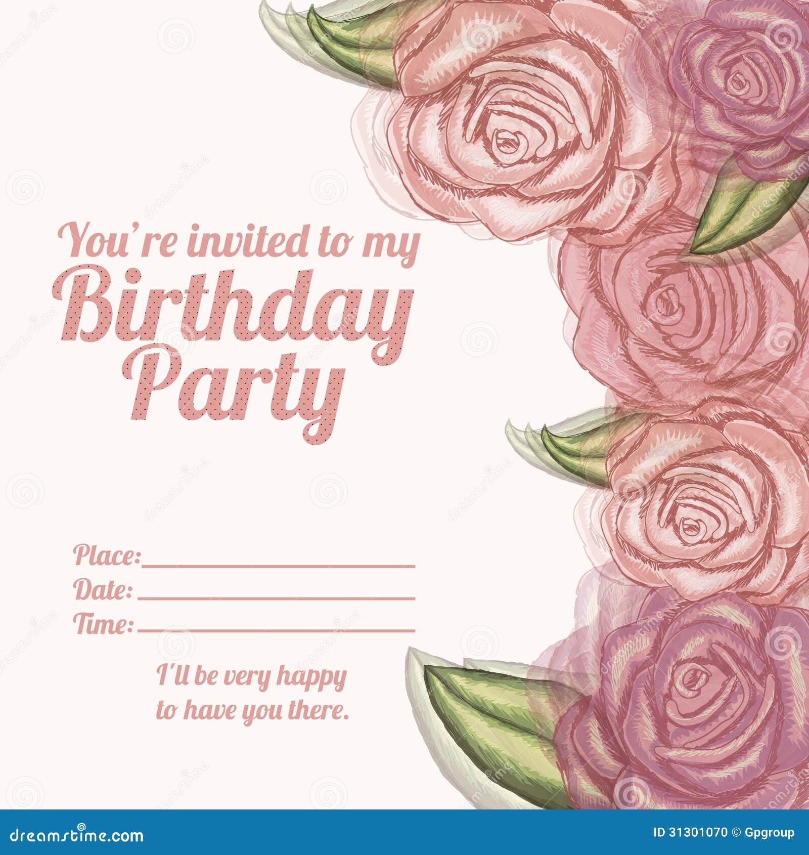 roses invitation birthday