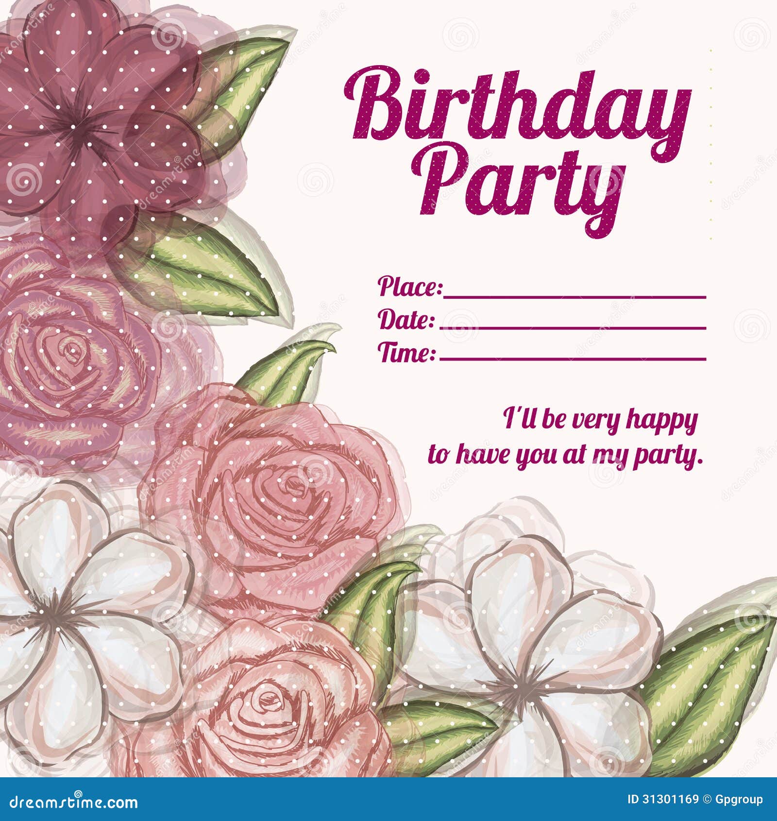 roses invitation birthday