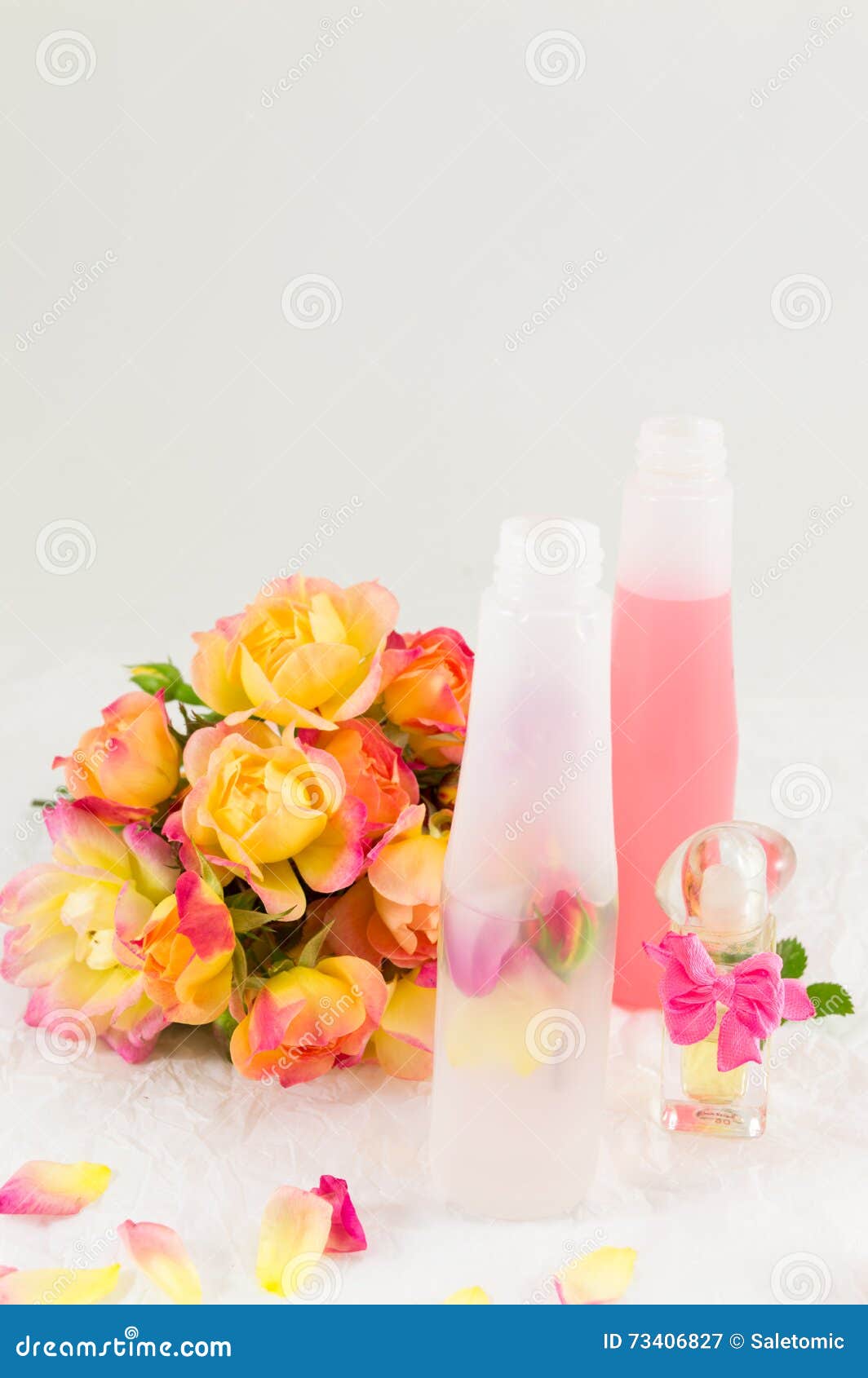 Roses and massage oil stock image. Image of beautiful 73406827