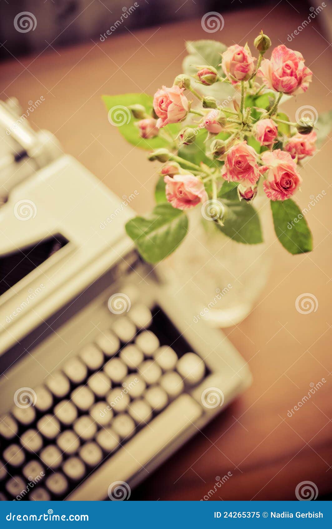 roses and old type-writer