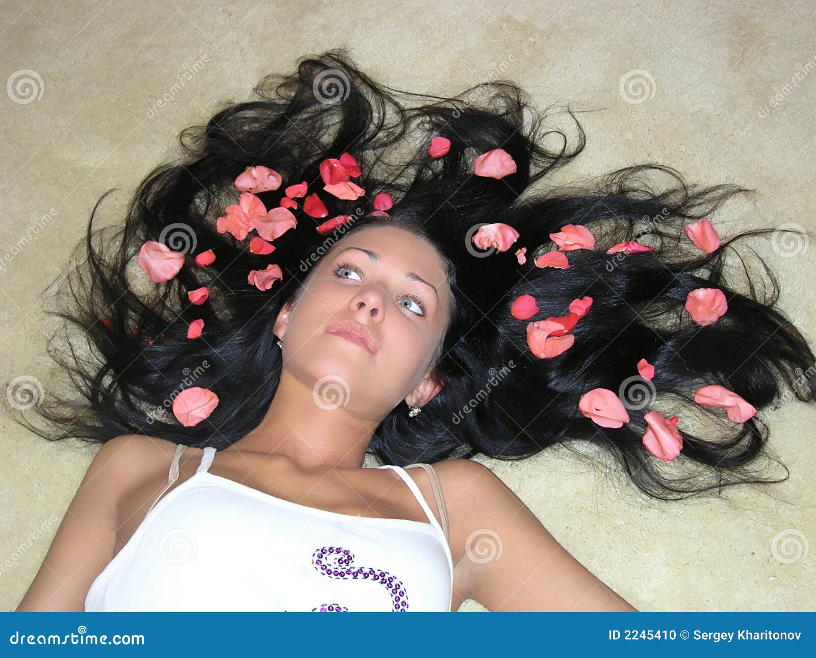Roses petals in hair stock photo. Image of person, fortune 2245410
