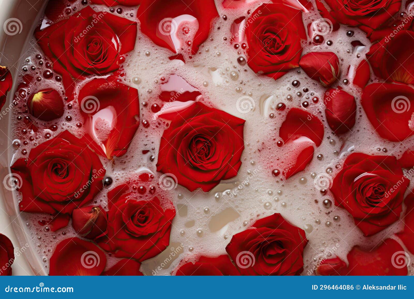 Roses and Rose Petals in a Bathtub. Generative Ai Stock Photo Image