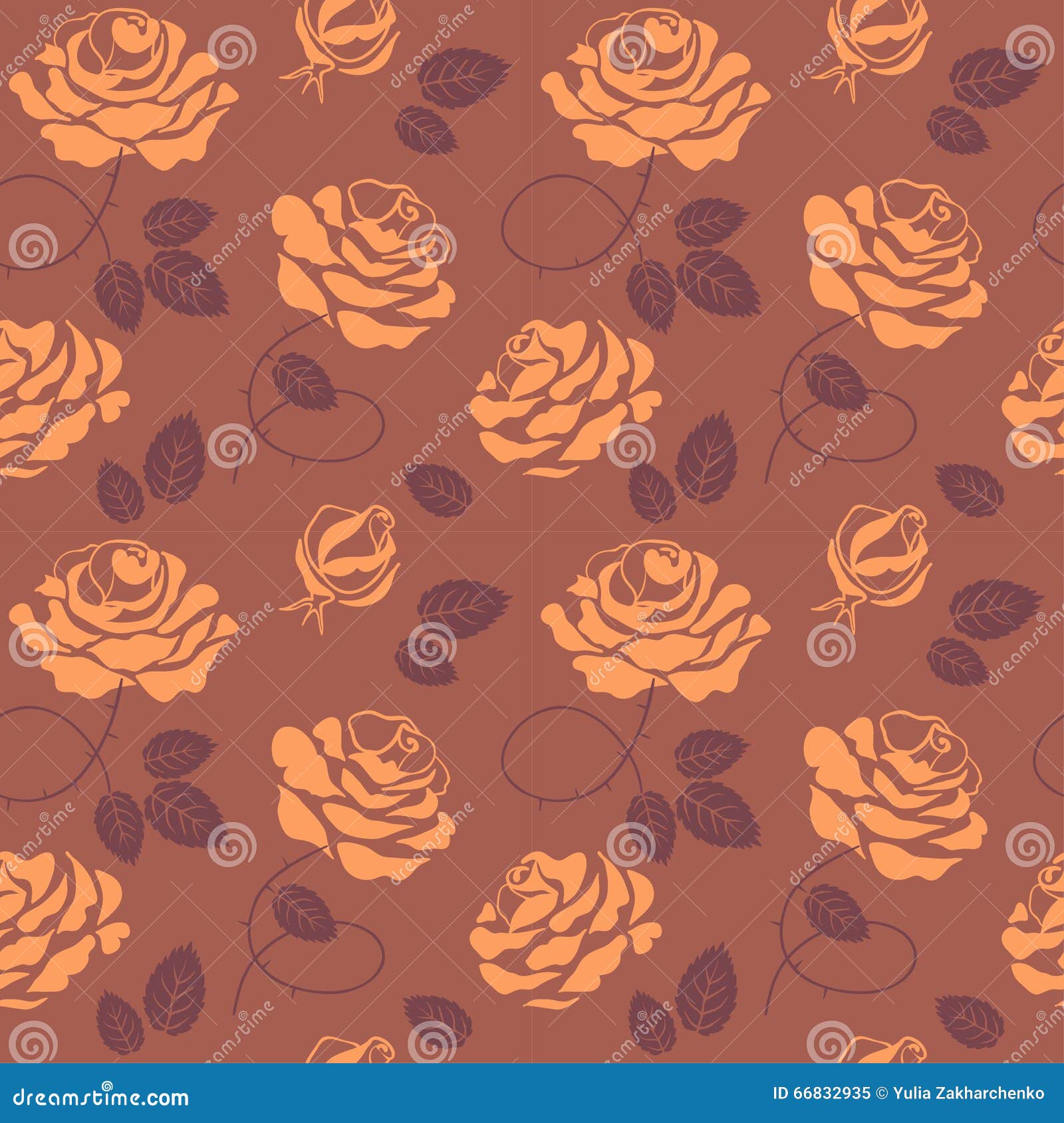 Roses Seamless Pattern in Brown Colors Stock Vector - Illustration of ...