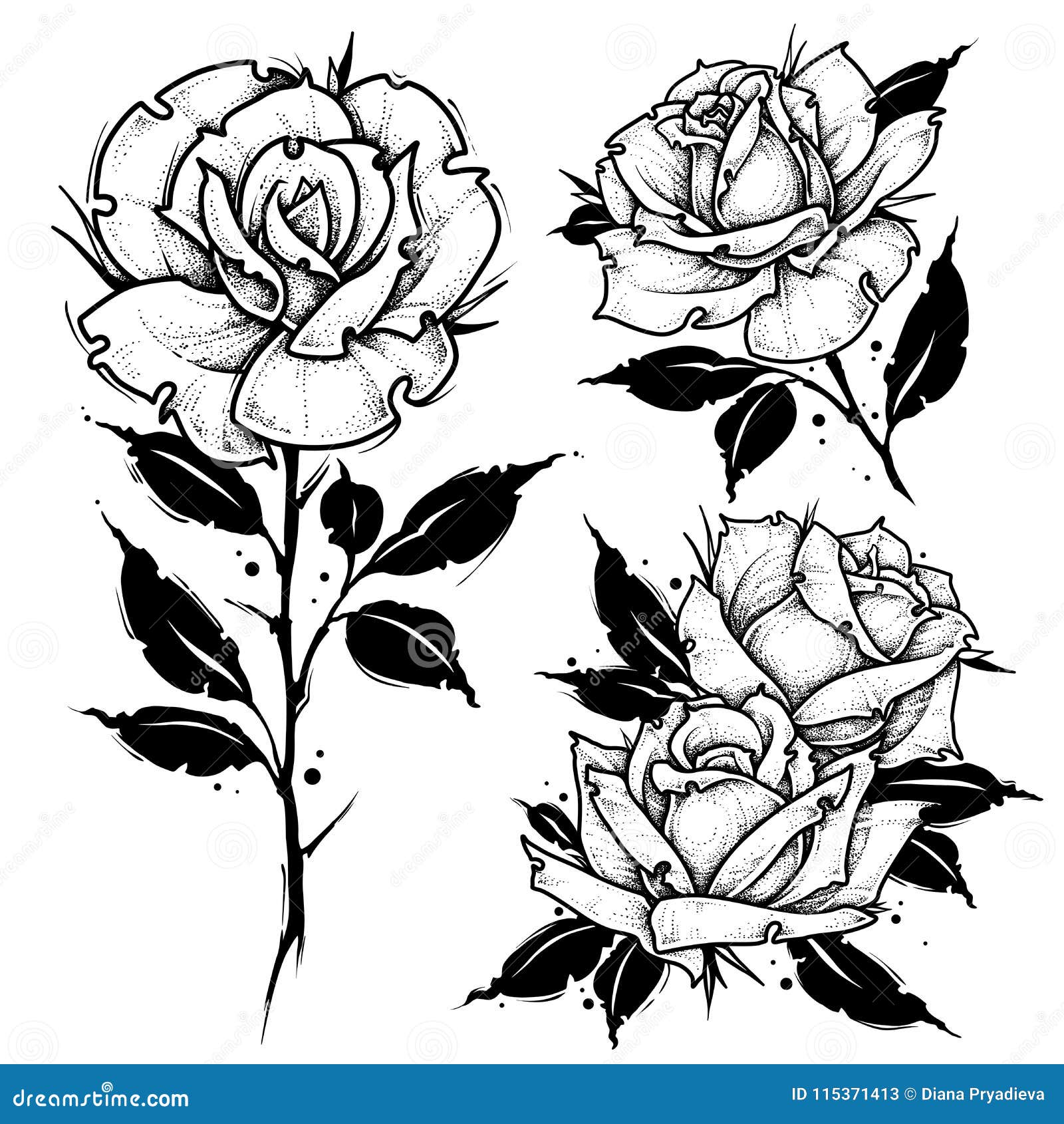 roses tattoo. dot work  