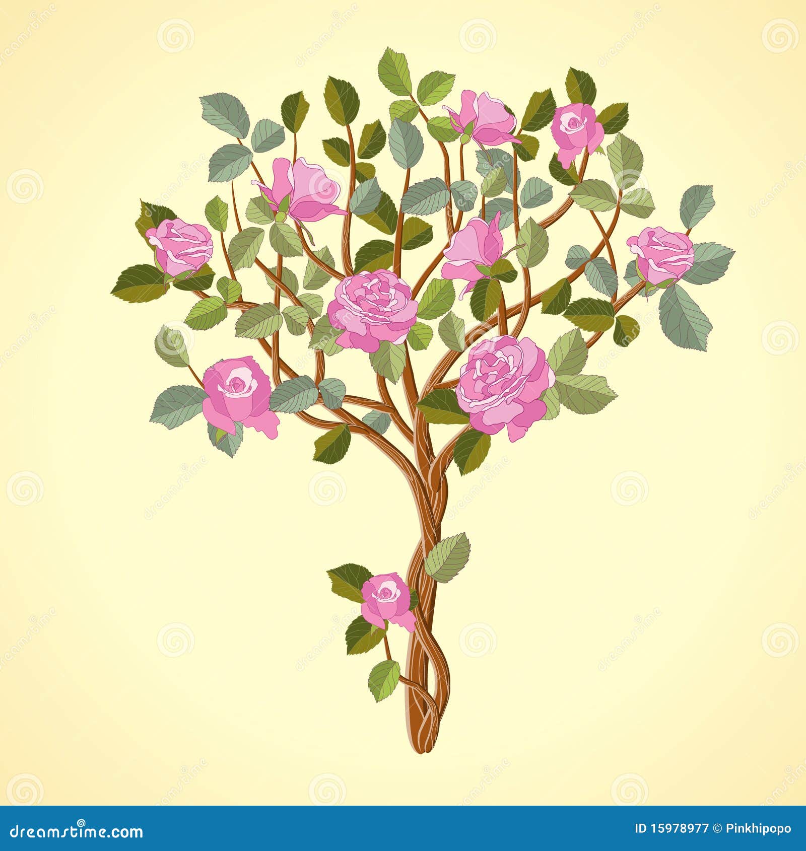 Roses tree stock vector. Illustration of revival, single 15978977