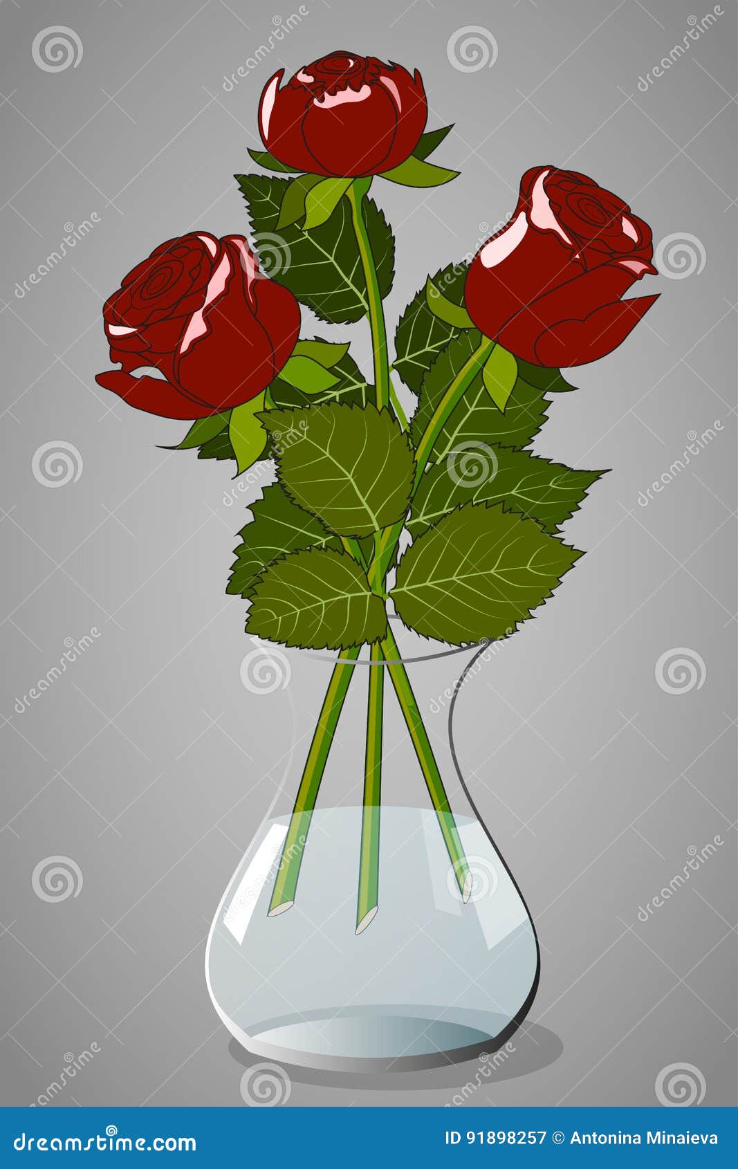 Roses in vase stock vector. Illustration of background 91898257