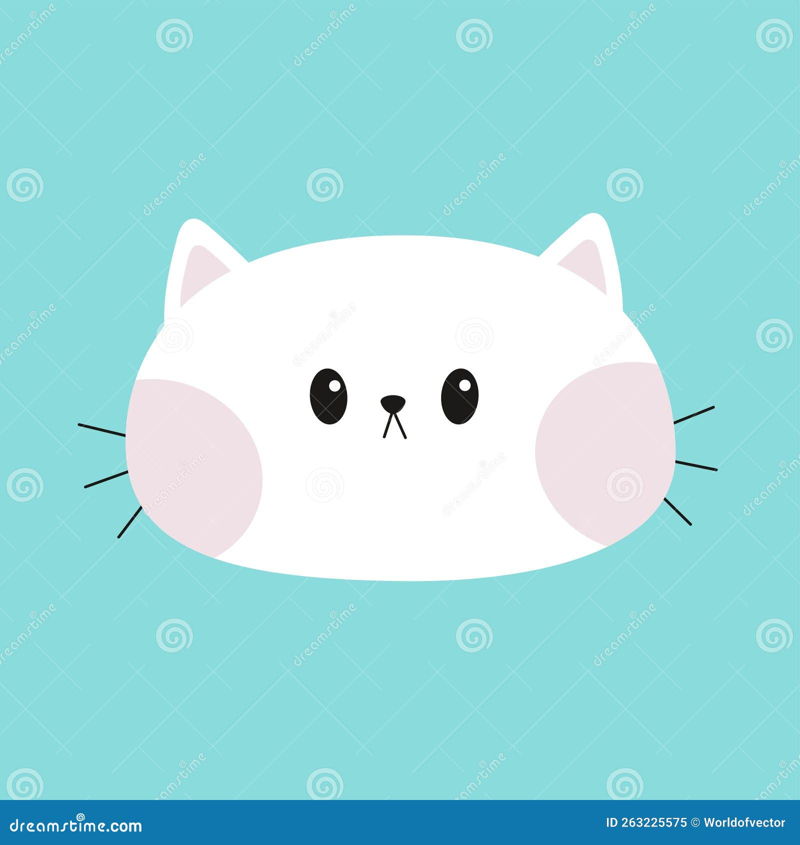 ícone Da Linha De Rosto Do Gato Kawaii. Ilustração Vetorial