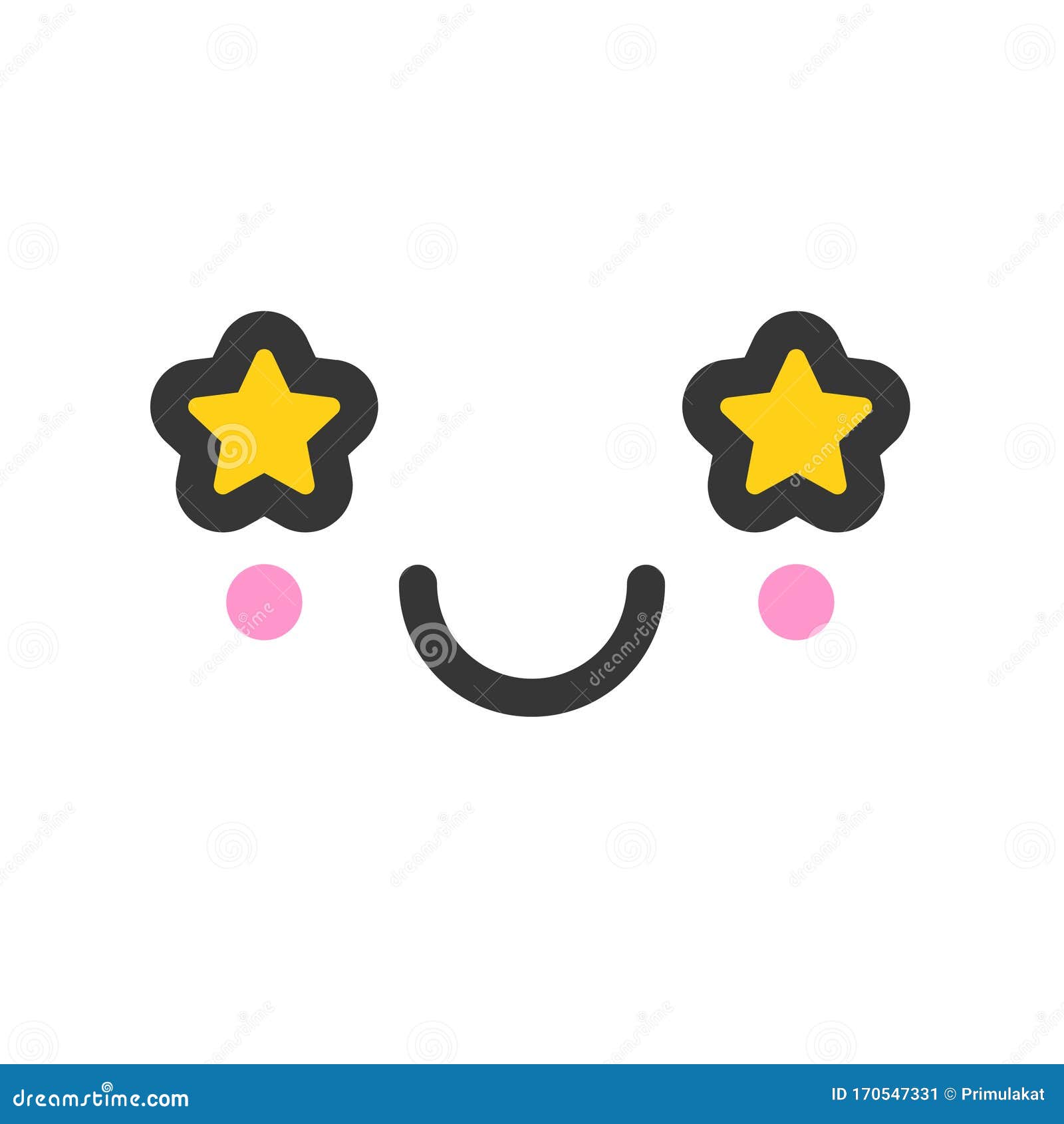 Kawaii Rosto Emoticon Ícone Vector Ilustração Design Royalty Free