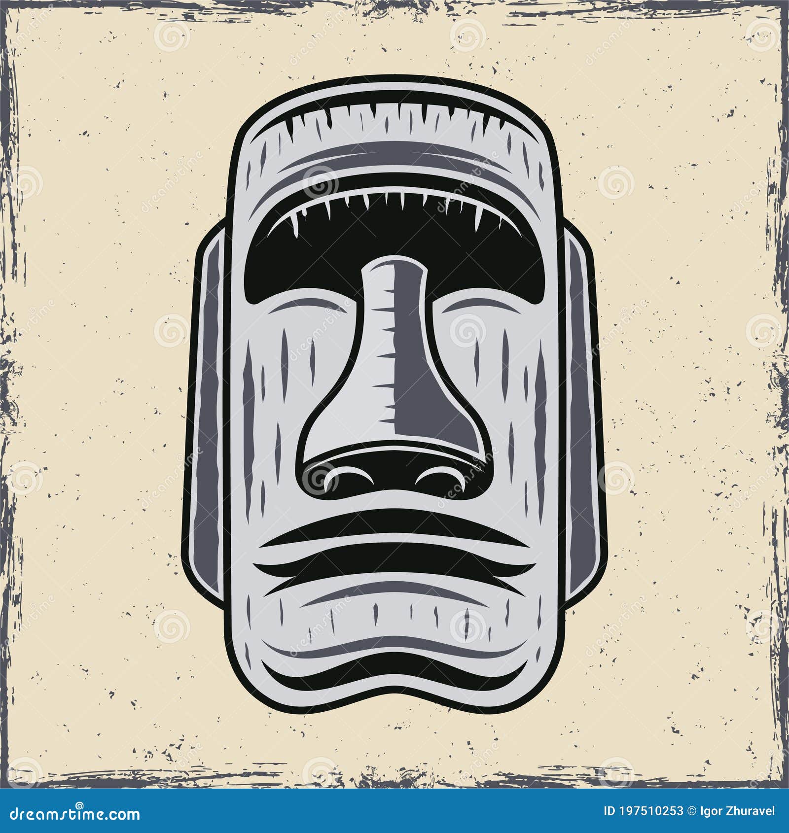 Ilustração vetorial de estátuas moai na ilha de páscoa