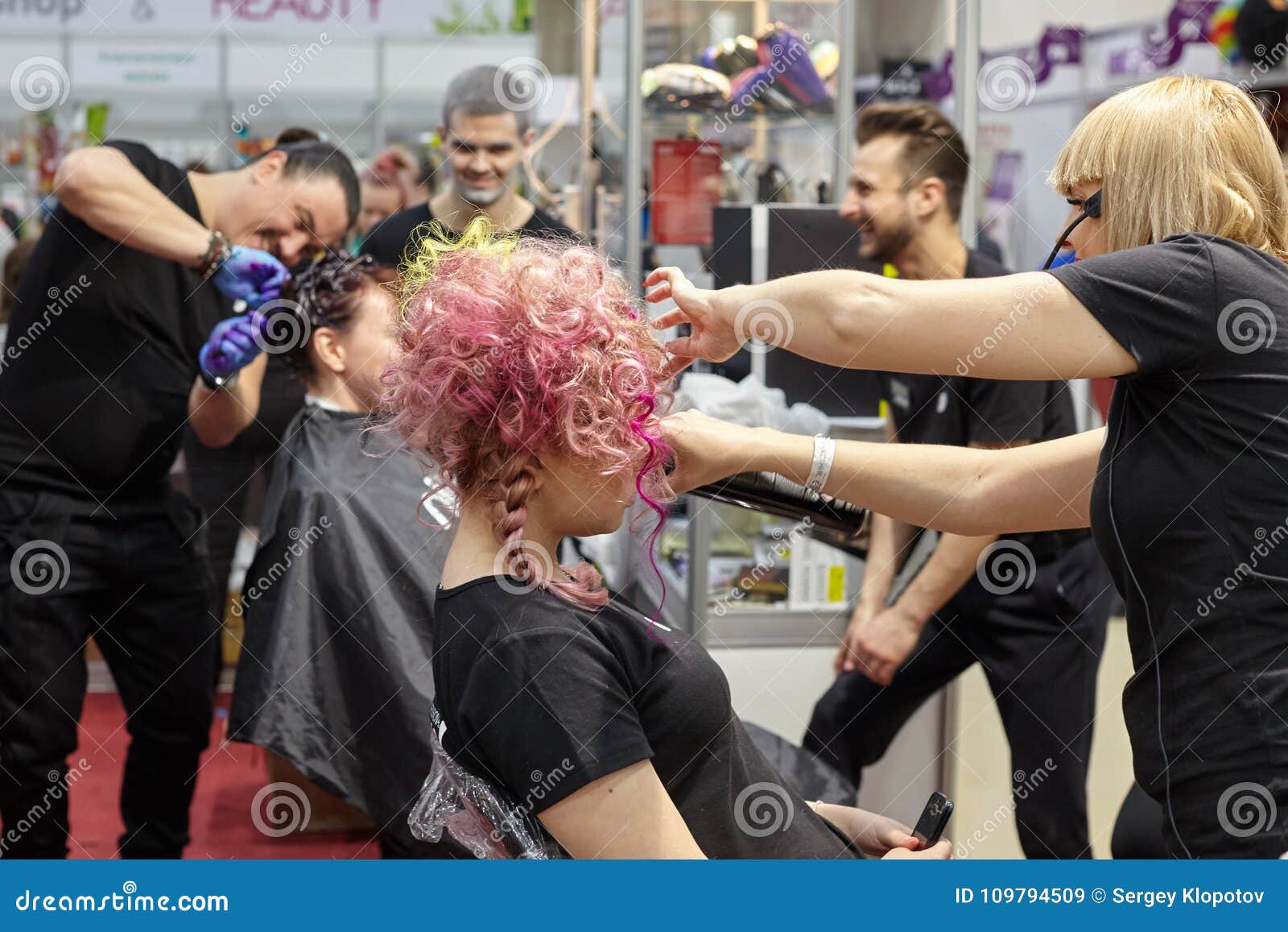 Training Of Hairdressers For Creating Colorful Creative Hairstyles