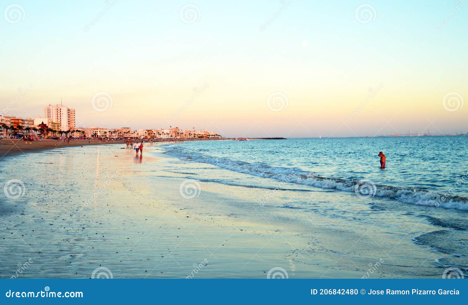 costilla beach at sunset in rota, costa de la luz, cadiz, spain