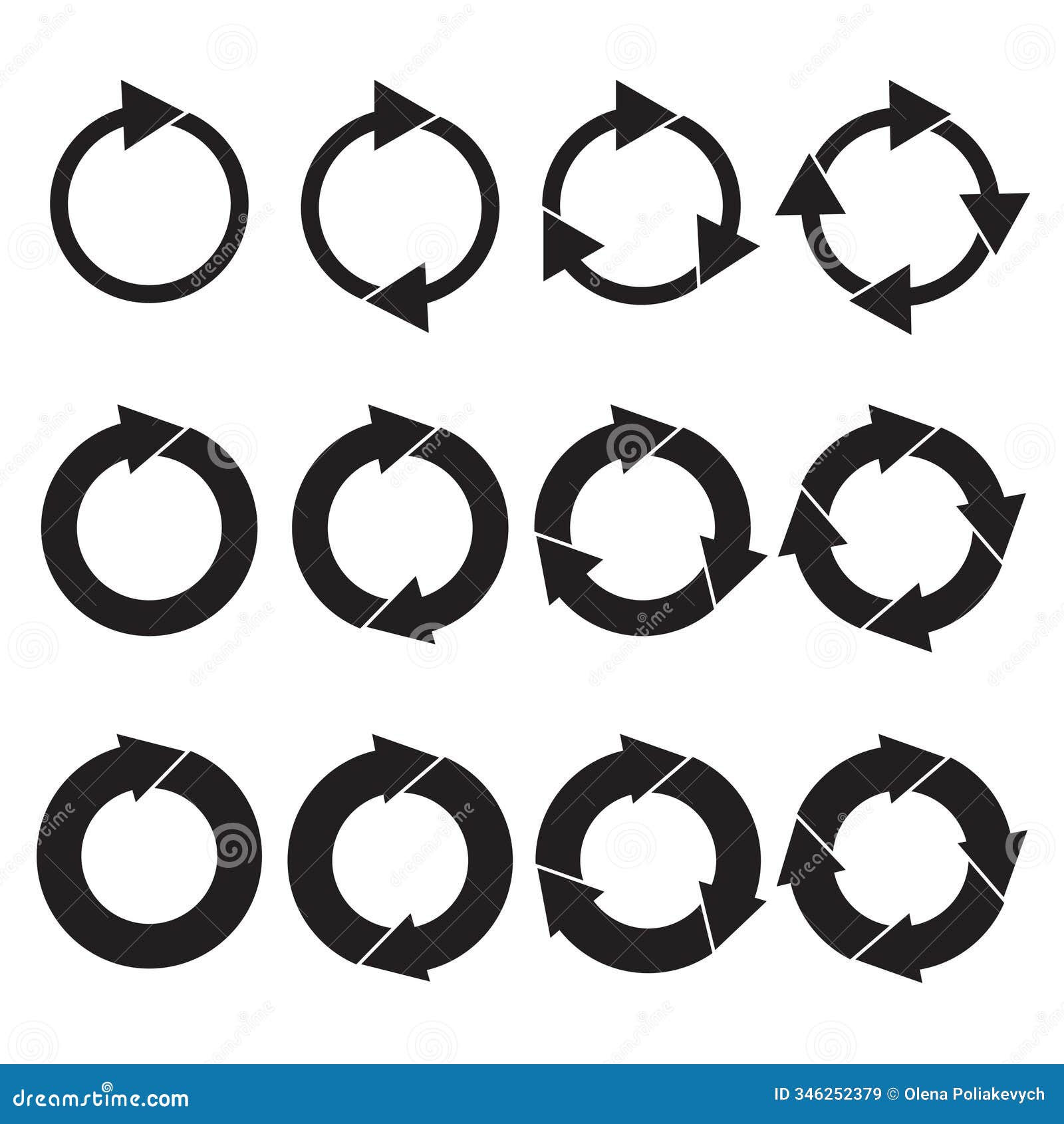 rotating arrow icon. circular arrow . black  . cycle motion graphic.