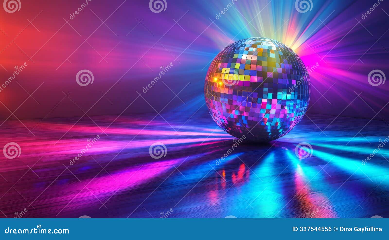 rotating disco ball reflections with colorful lights and shadows
