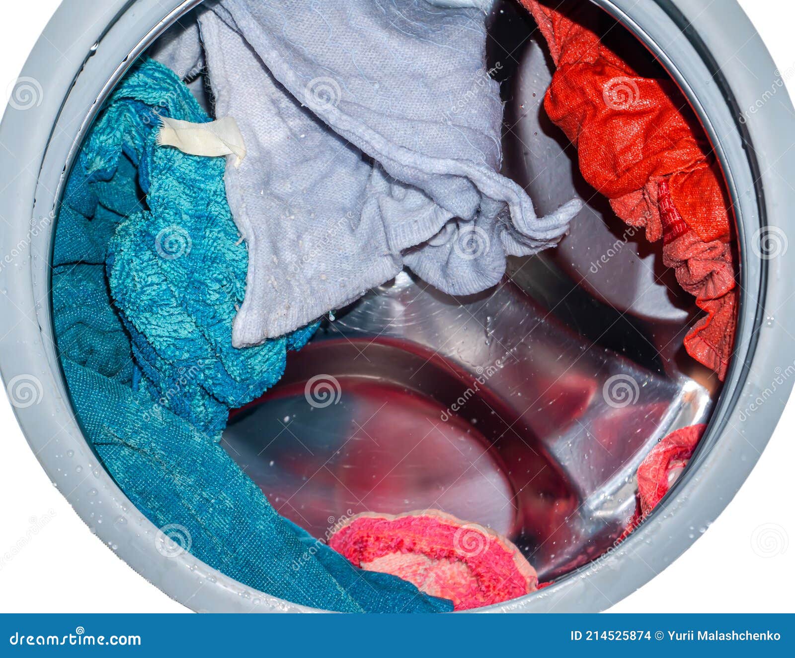 Rotating Drum in a Washing Machine Tub with Clothes. Stock Photo ...