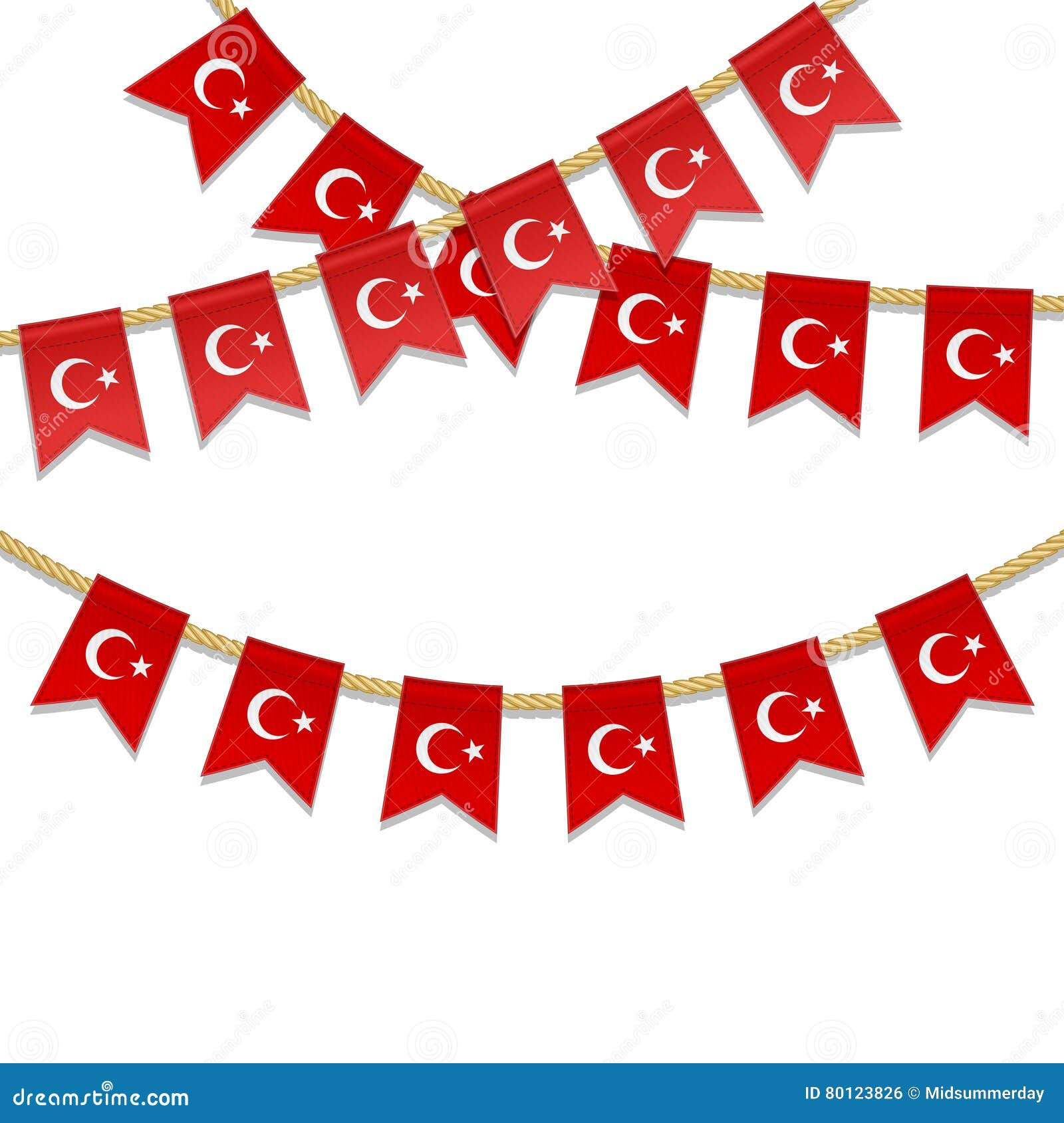 Rote Flaggendekoration In Den Farben Der Turkischen Flagge Mit Weissem Stern Und Halbmond Illustration Fur Nationaltag Von Der Tur Vektor Abbildung Illustration Von Fur Halbmond