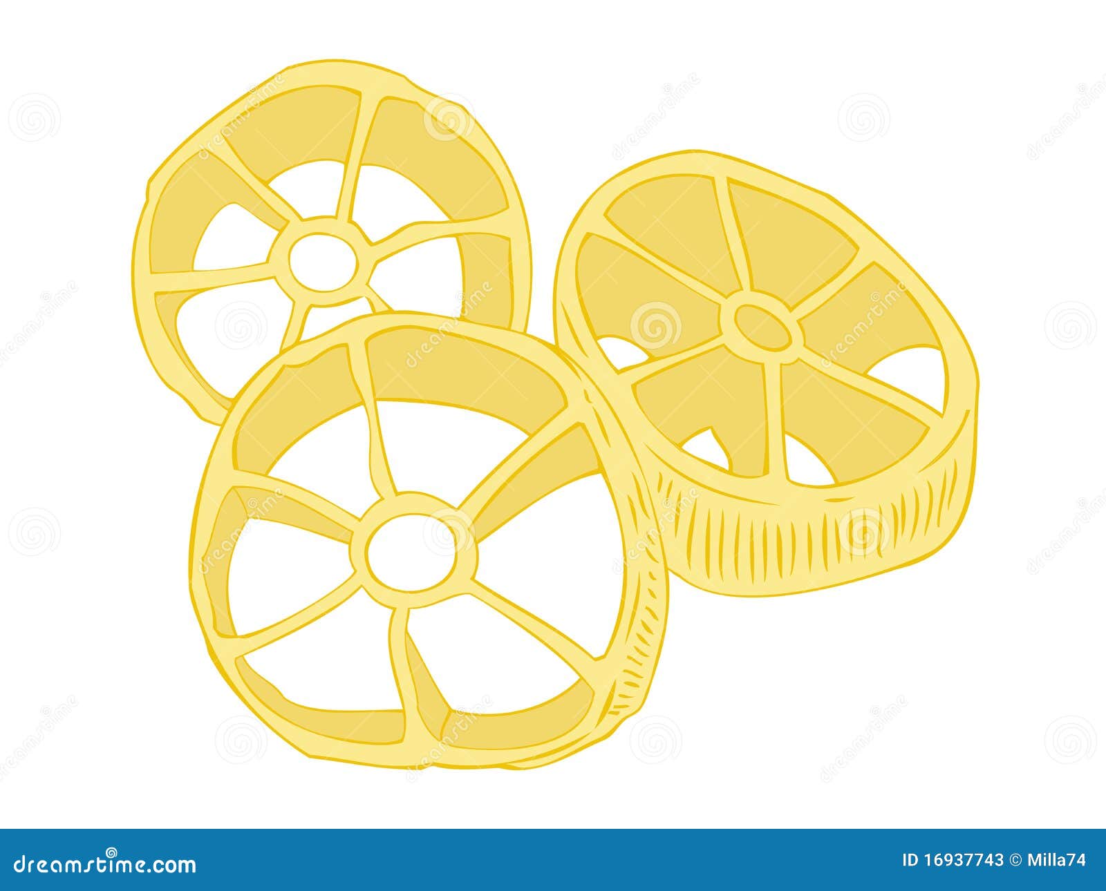 Rotelle, Pasta Illustration, Drawing, Engraving, Ink, Line Art, Vector