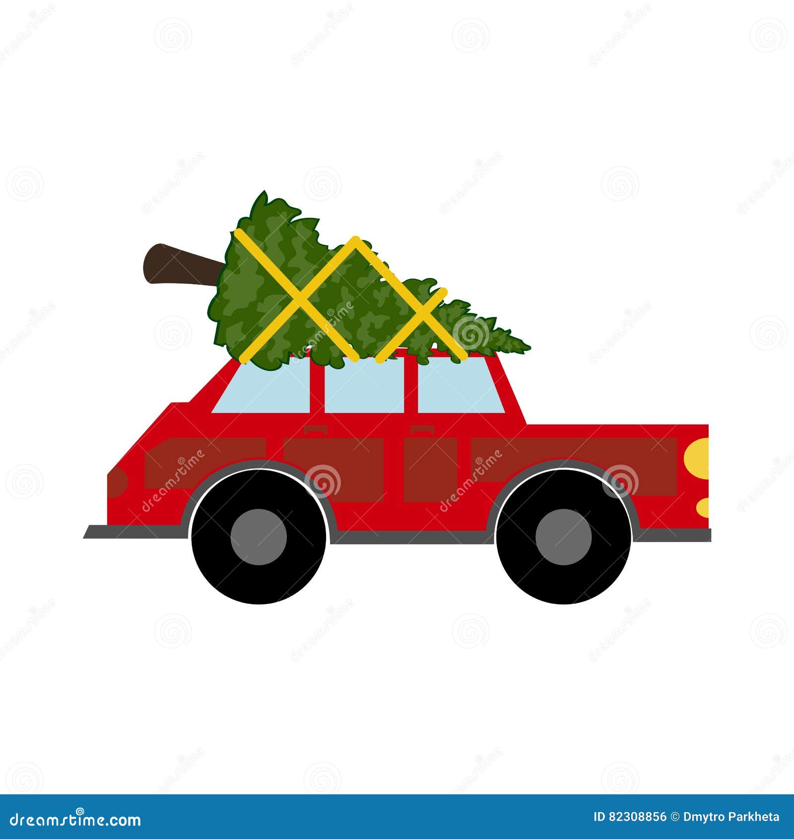 Rotes Auto Mit Weihnachtsbaum Vektor Abbildung Illustration Von Winter Abbildung 3056