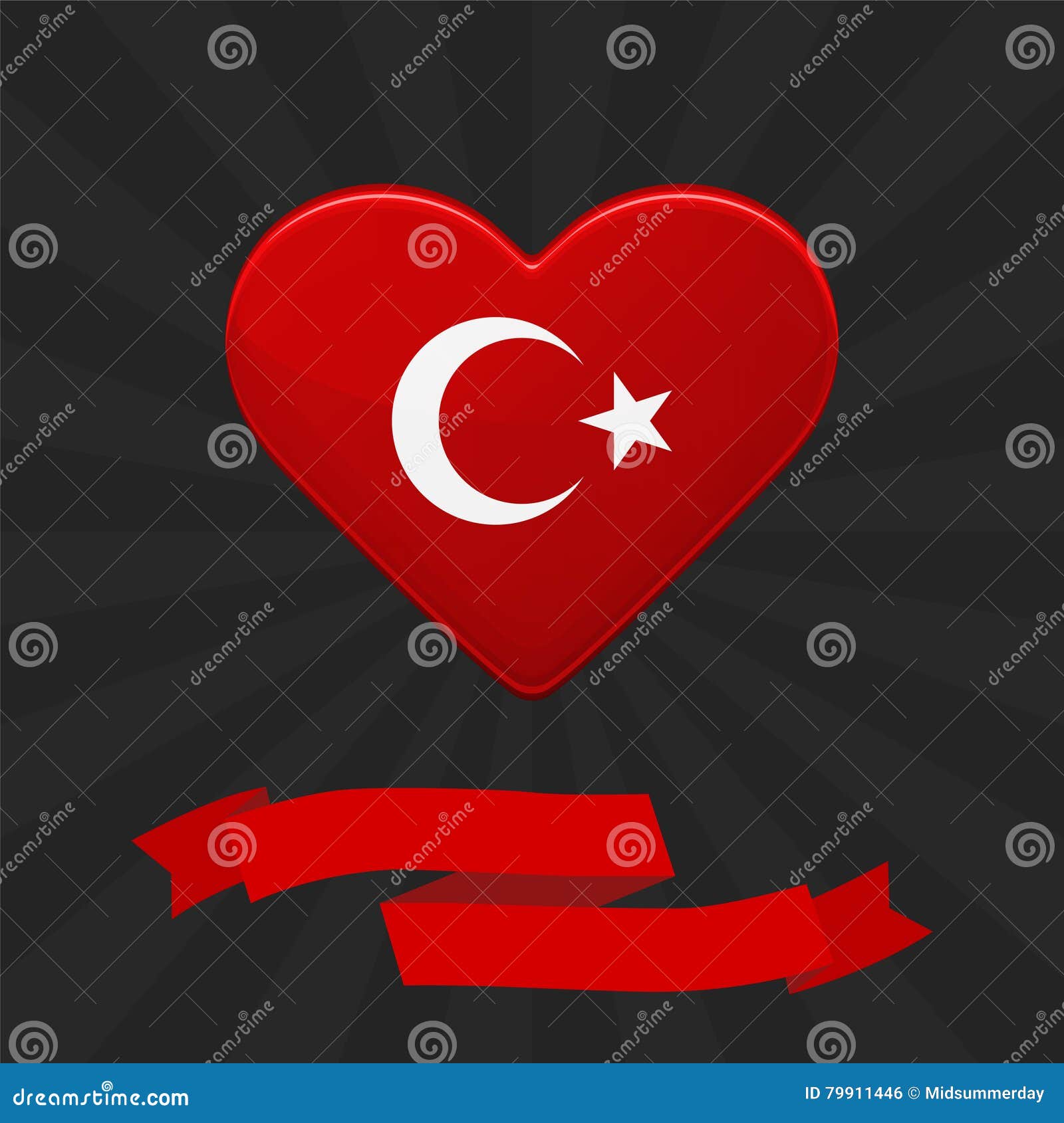 Rotes Herz Mit Turkischer Flagge Weissem Stern Und Halbmond Grusskarte Mit Farbband Flieger Plakat Fur Nationaltag Die Turkei Vektor Abbildung Illustration Von Turkischer Grusskarte