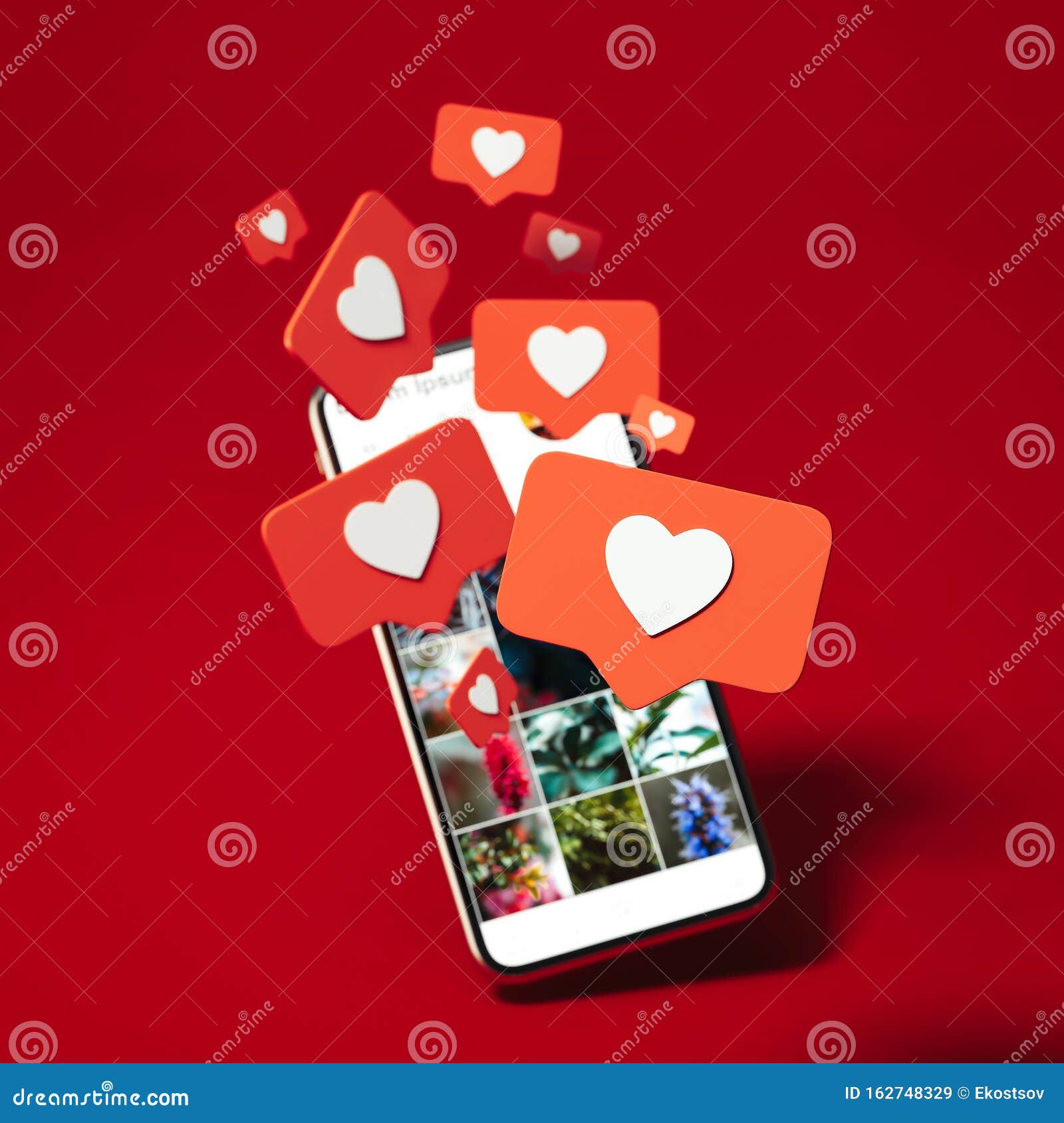Rotes Herz Wie Symbole Auf Dem Handy Bildschirm Konzept Der Sozialen Medien App Fur Dating Und Meetings 3d Darstellung Stock Abbildung Illustration Von Herz Fur