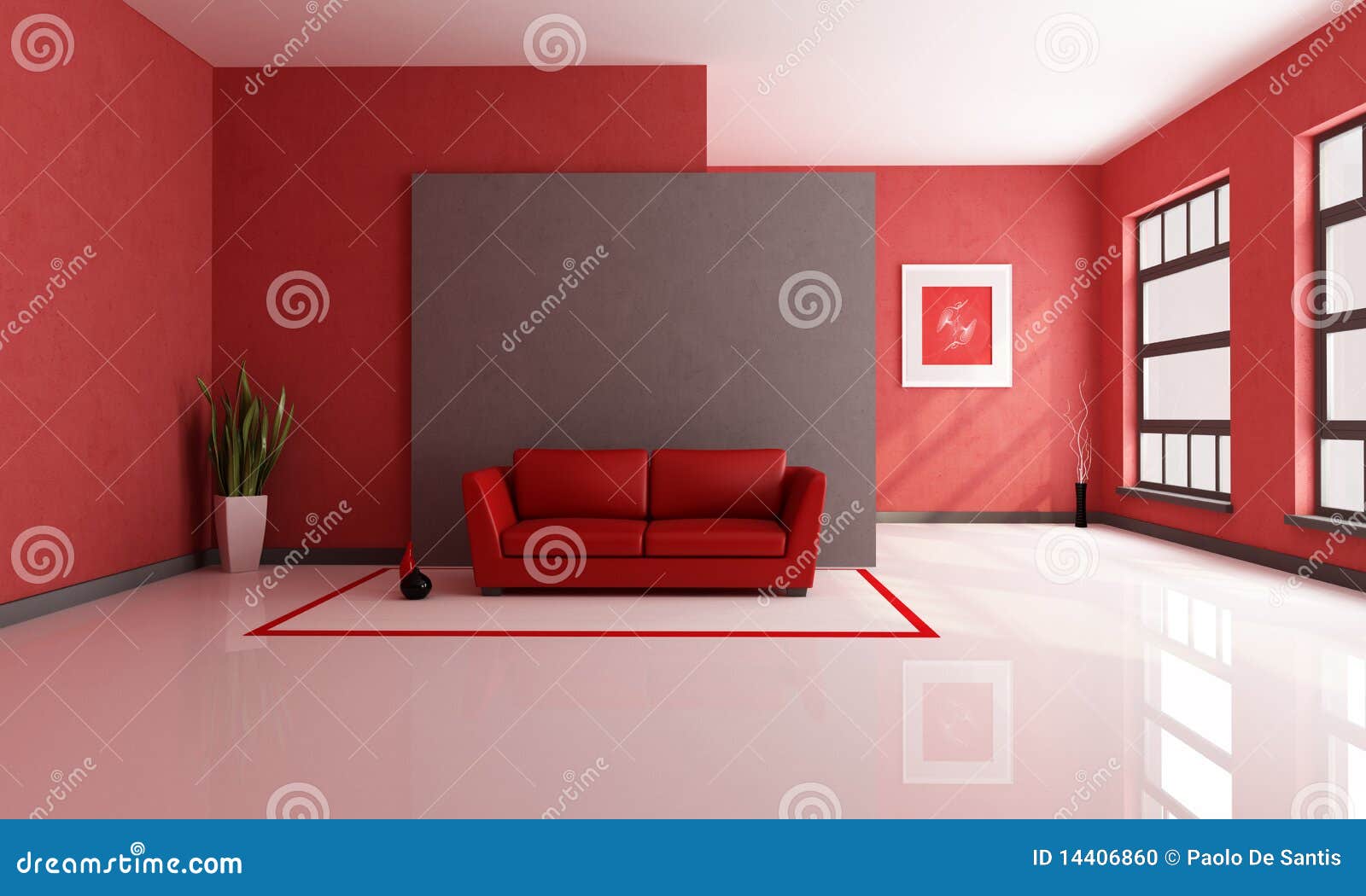 Rotes Und Braunes Wohnzimmer Stock Abbildung - Illustration von