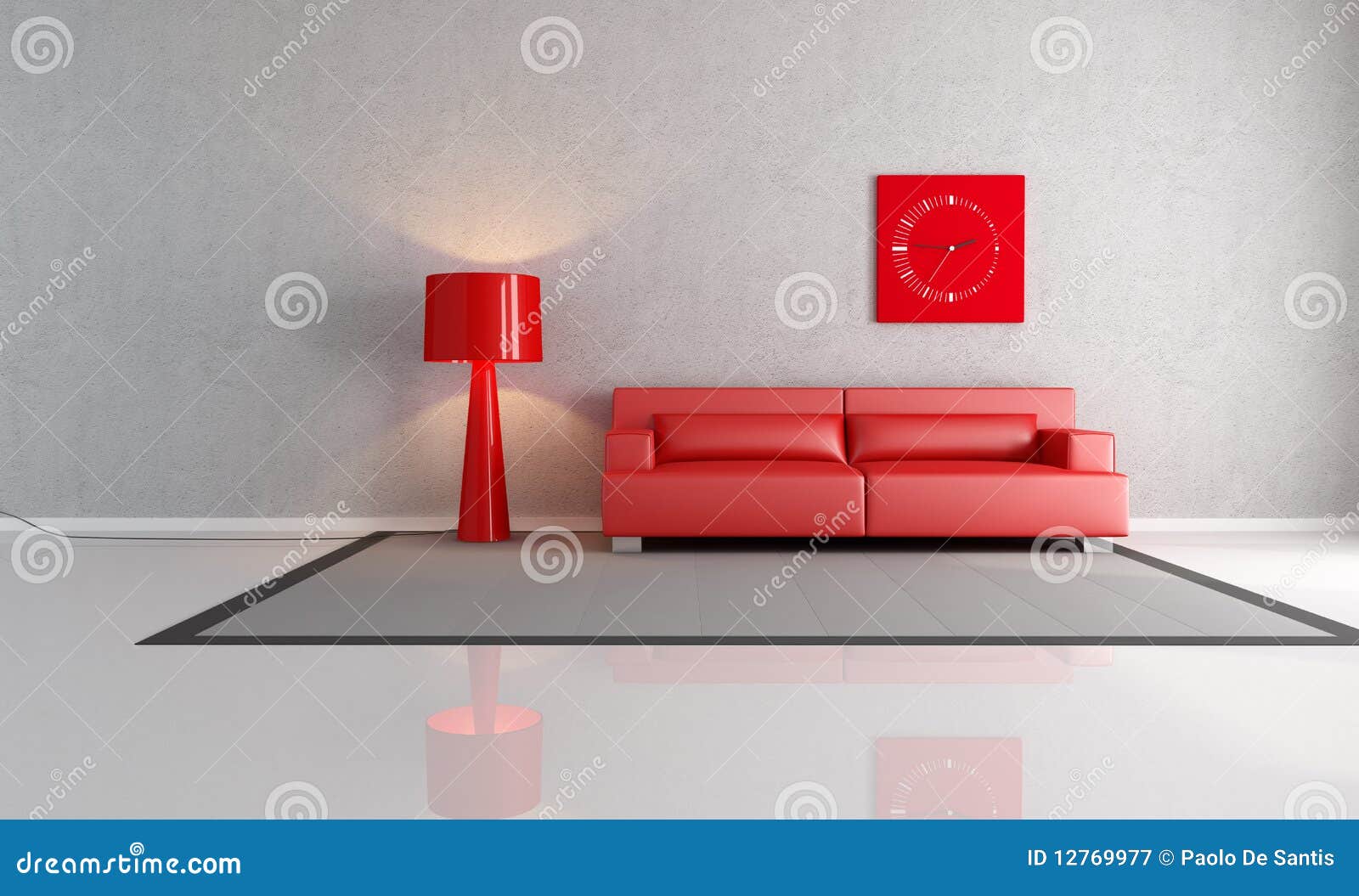 Rotes Und Graues Wohnzimmer Stock Abbildung - Illustration von