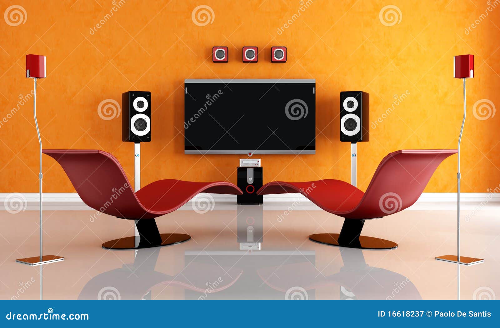 Rotes Und Orange Wohnzimmer Stock Abbildung - Illustration von