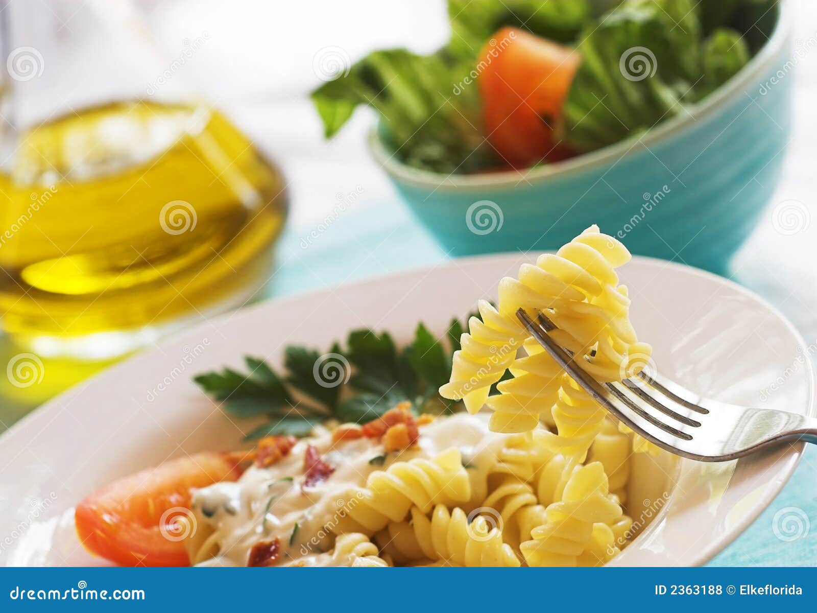 Rotini Pasta stock photo. Image of bowl, noodles, parsley 2363188