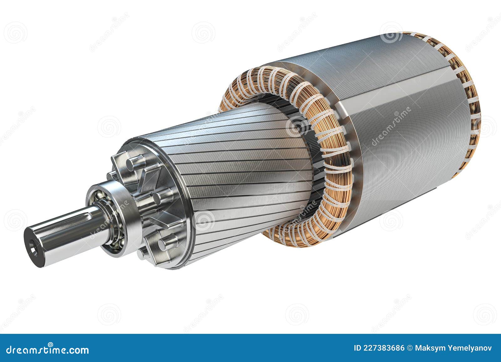 rotor and stator of electric motor  on white background