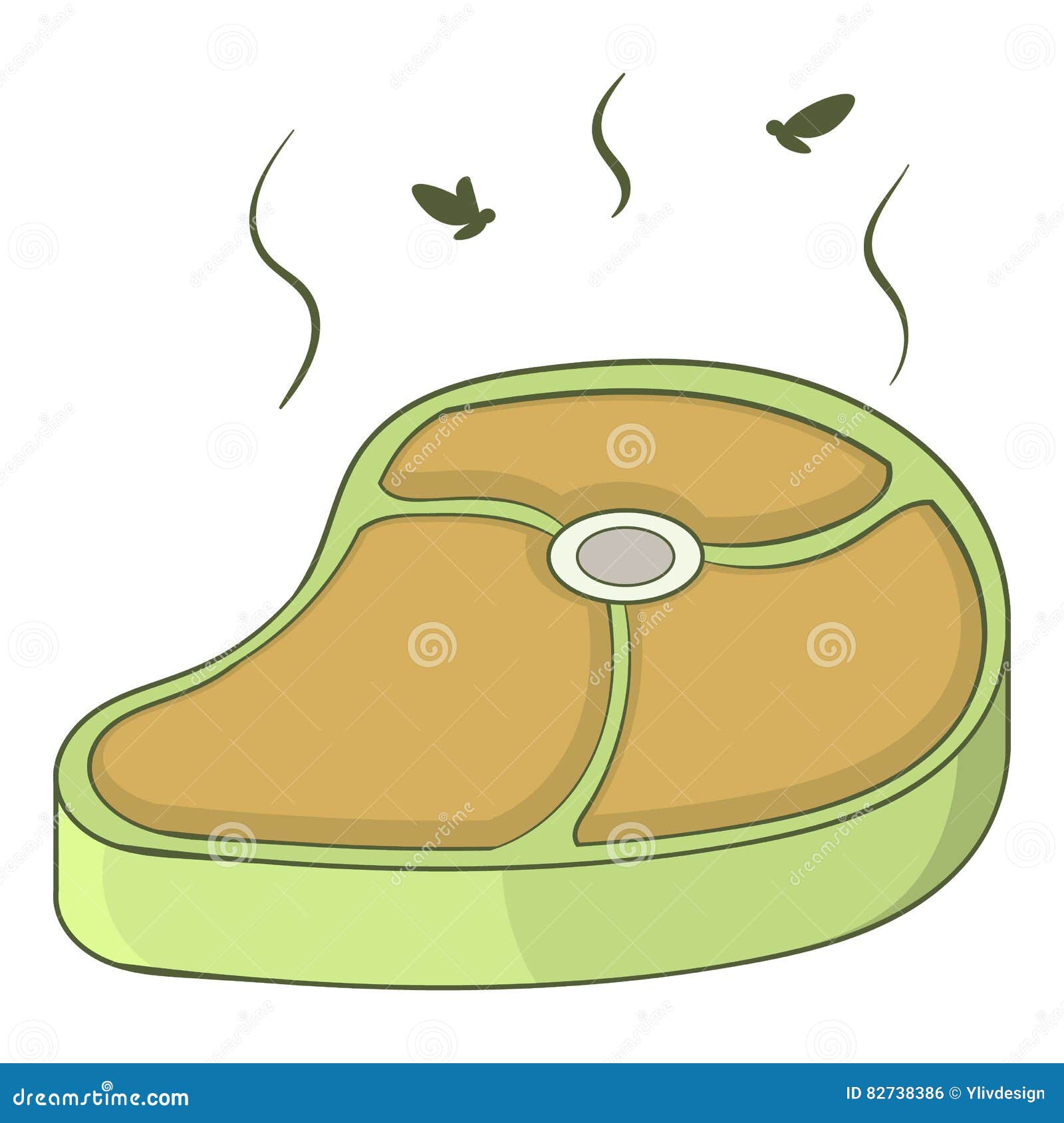 Rotten Piece of Meat Icon, Cartoon Style Stock Vector Illustration of