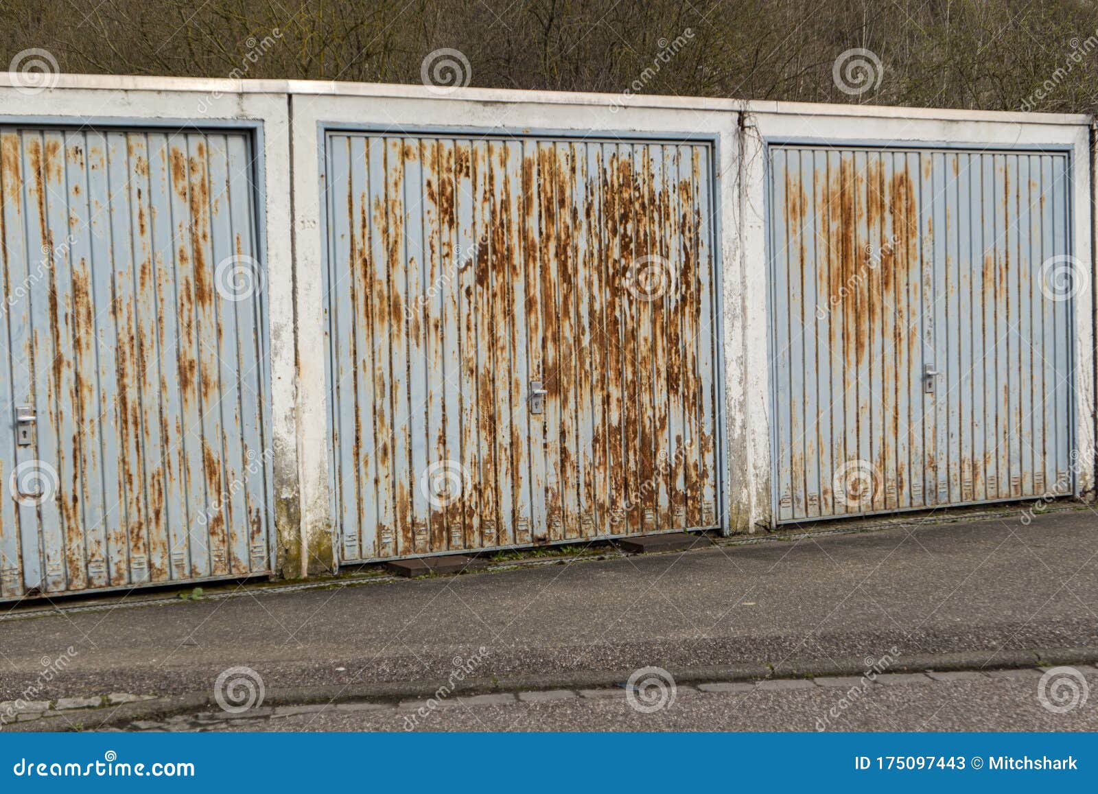 Rusty Iron Garage Doors Rotten Side by Side Stock Image Image of