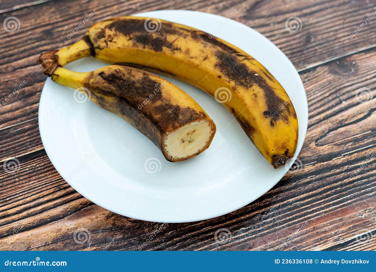 The Rotten Skins on Bananas Lie on a Plate Stock Photo Image of