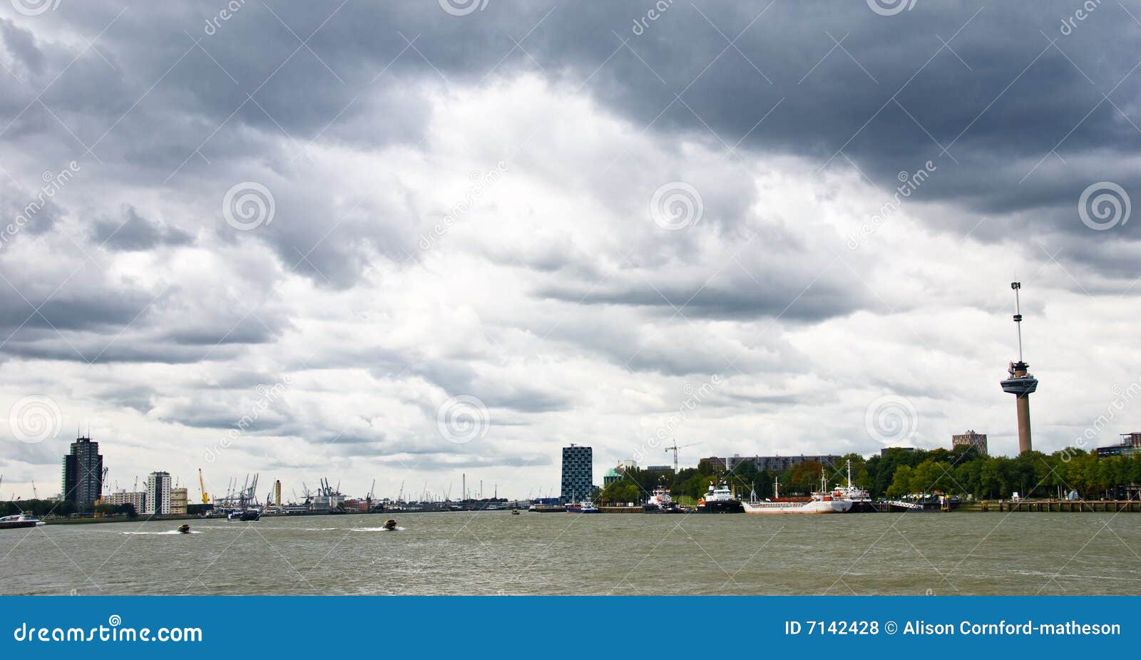 Rotterdam Harbor stock photo. Image of century, maas, cloud - 7142428