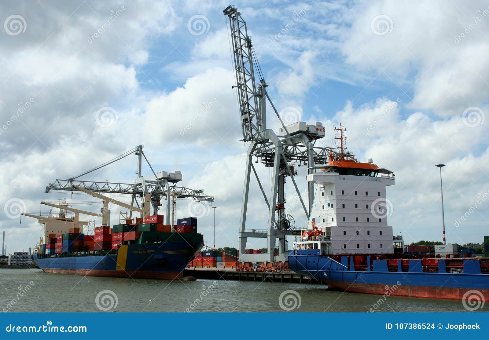 Loading and Unloading in the Port of Rotterdam Stock Photo Image of