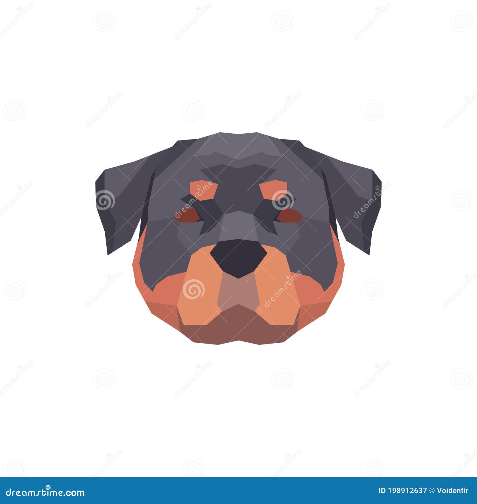 Low poly Rottweiler head stock vector. Illustration of avatar 198912637