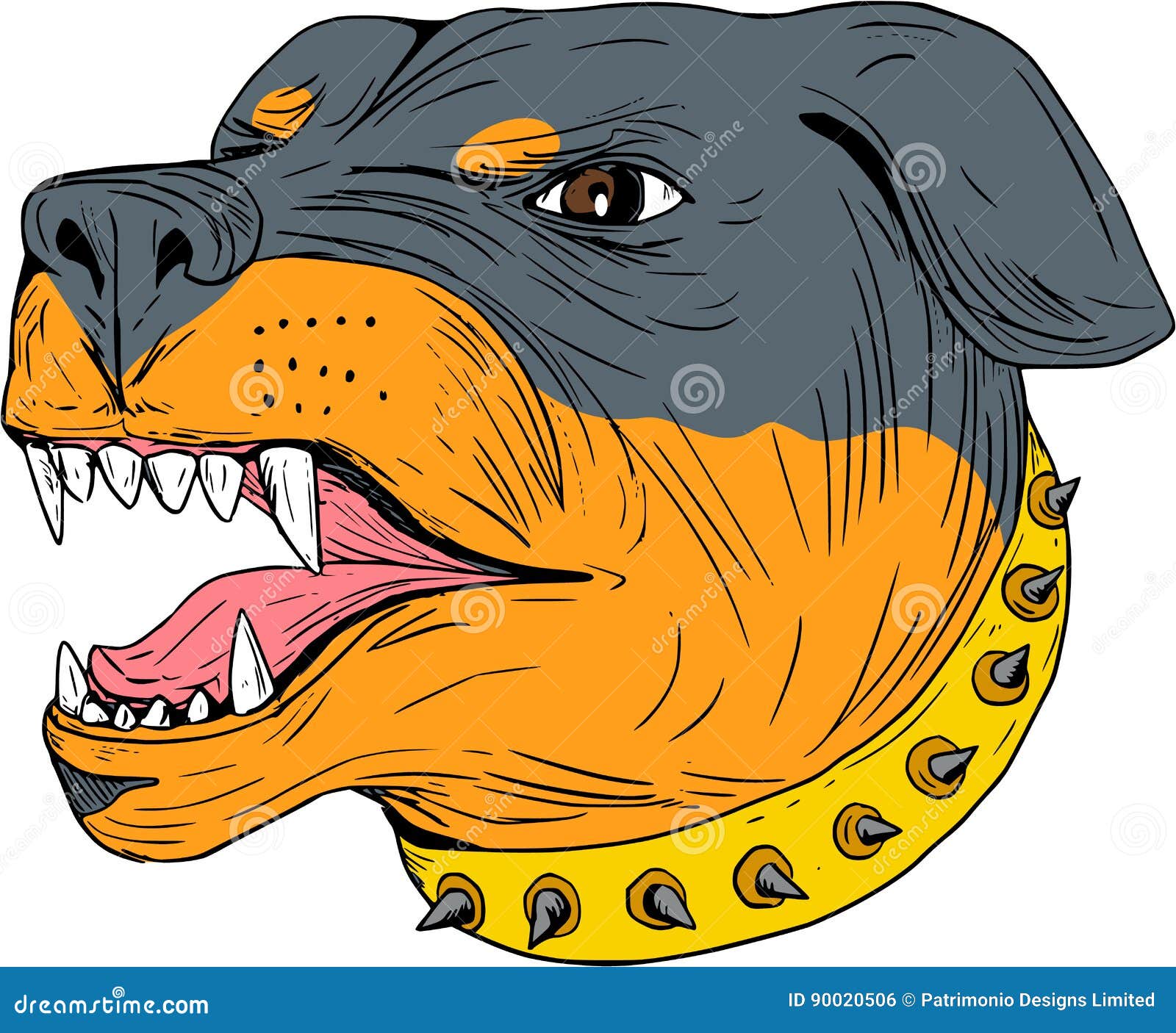 RottweilerSchutzDog Head AggressiveZeichnung Vektor Abbildung